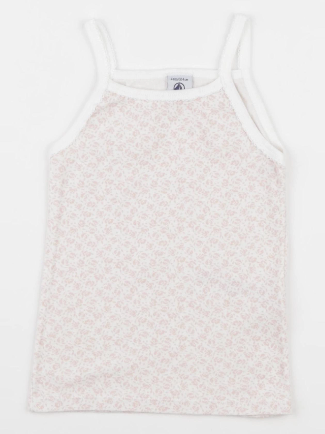 Petit Bateau - maillot de corps blanc, rose - 4 ans