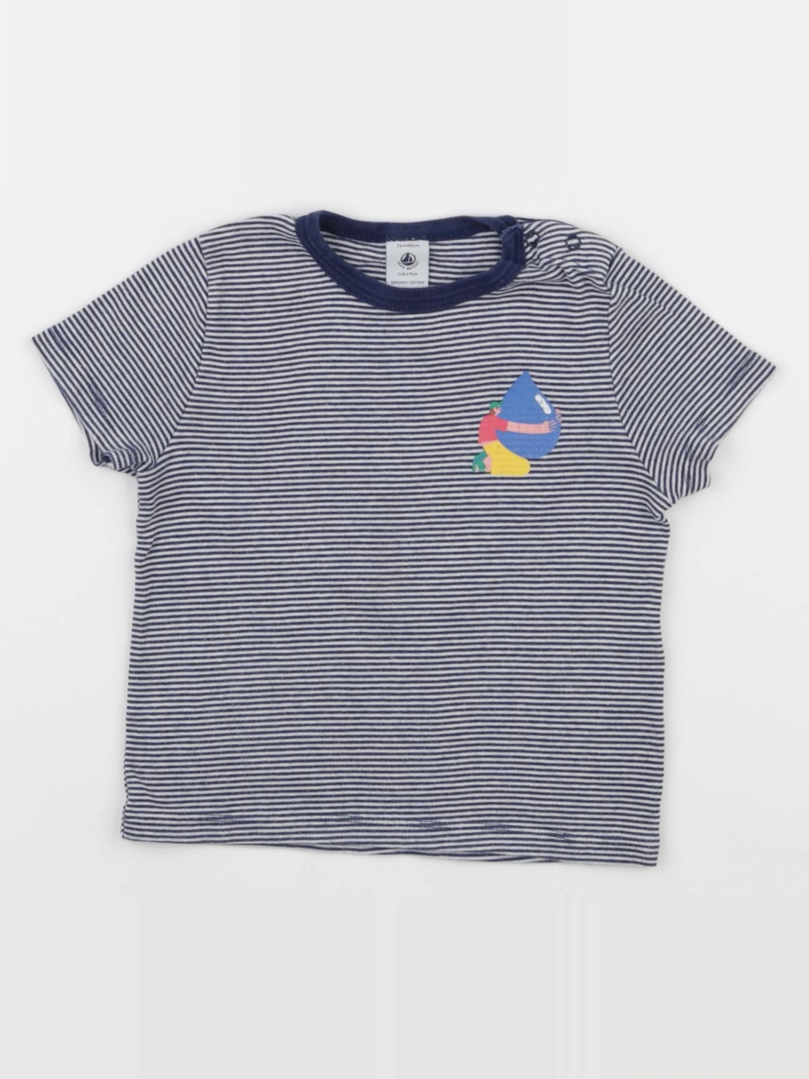 Petit Bateau - tee-shirt blanc, bleu - 24 mois