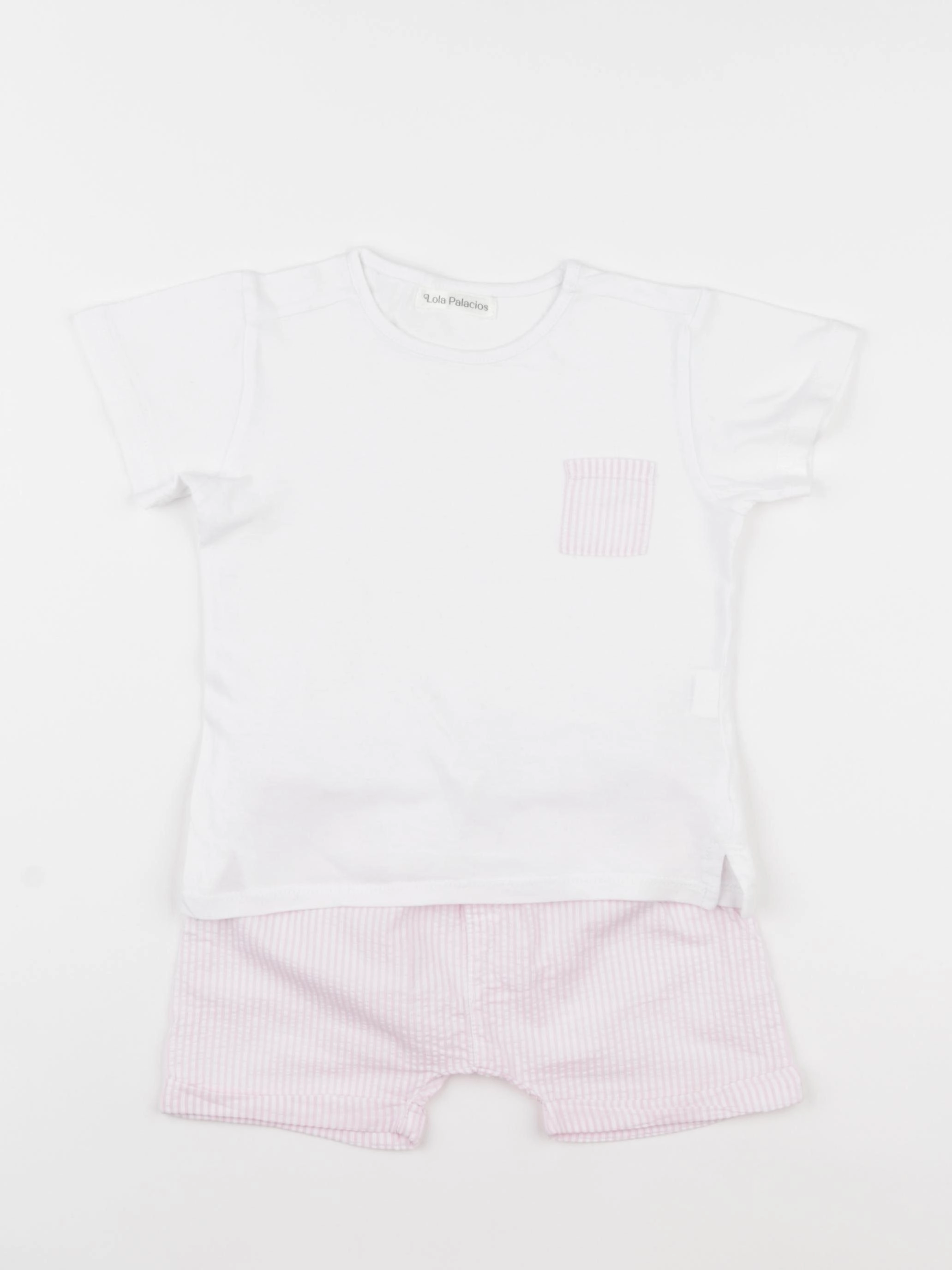 Lola Palacios - pyjama coton rose, blanc - 2 ans