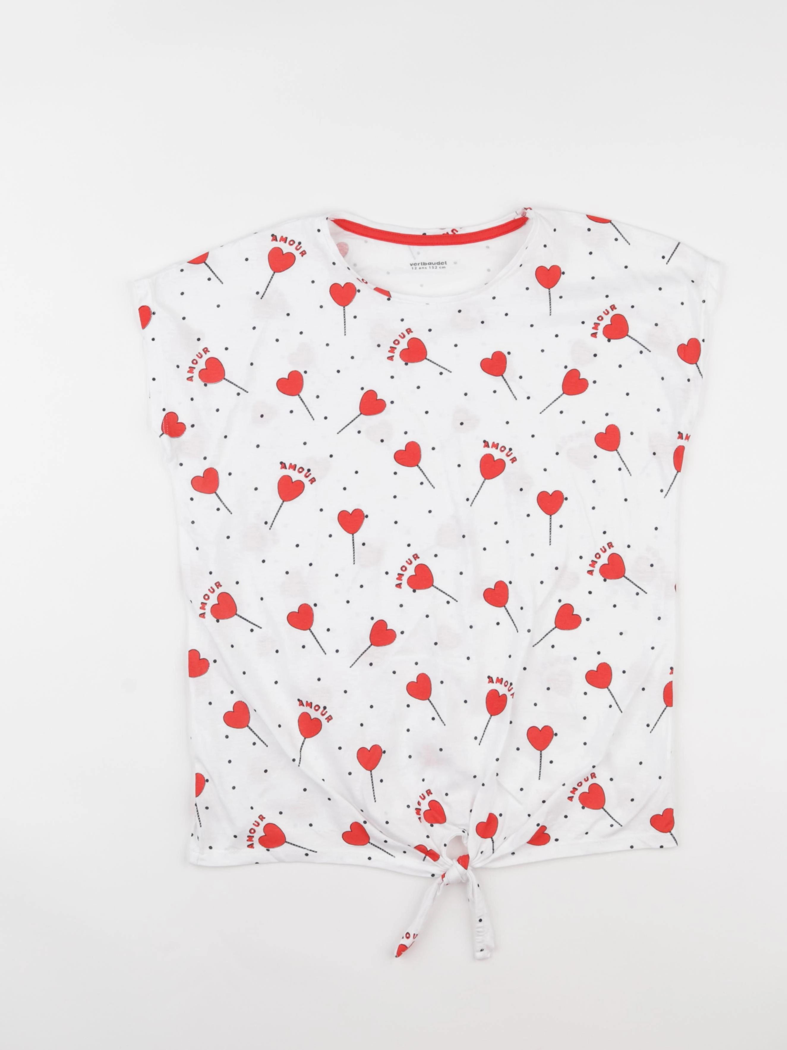Vertbaudet - tee-shirt blanc, rouge - 12 ans