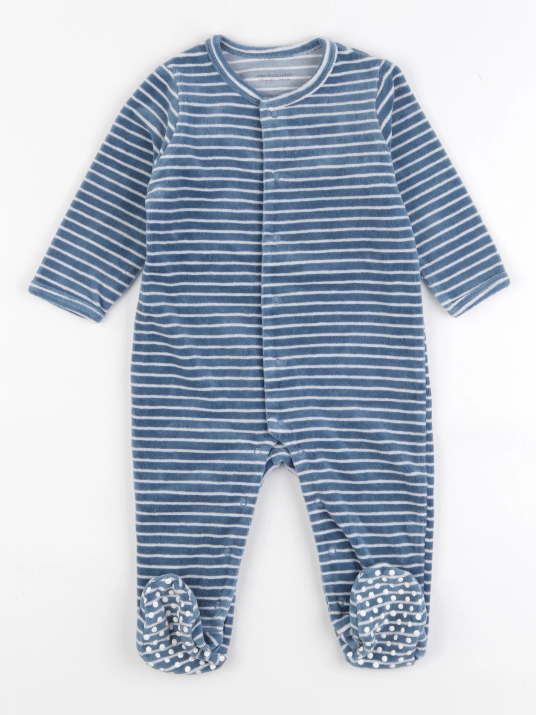 Vertbaudet - pyjama velours bleu - 12 mois