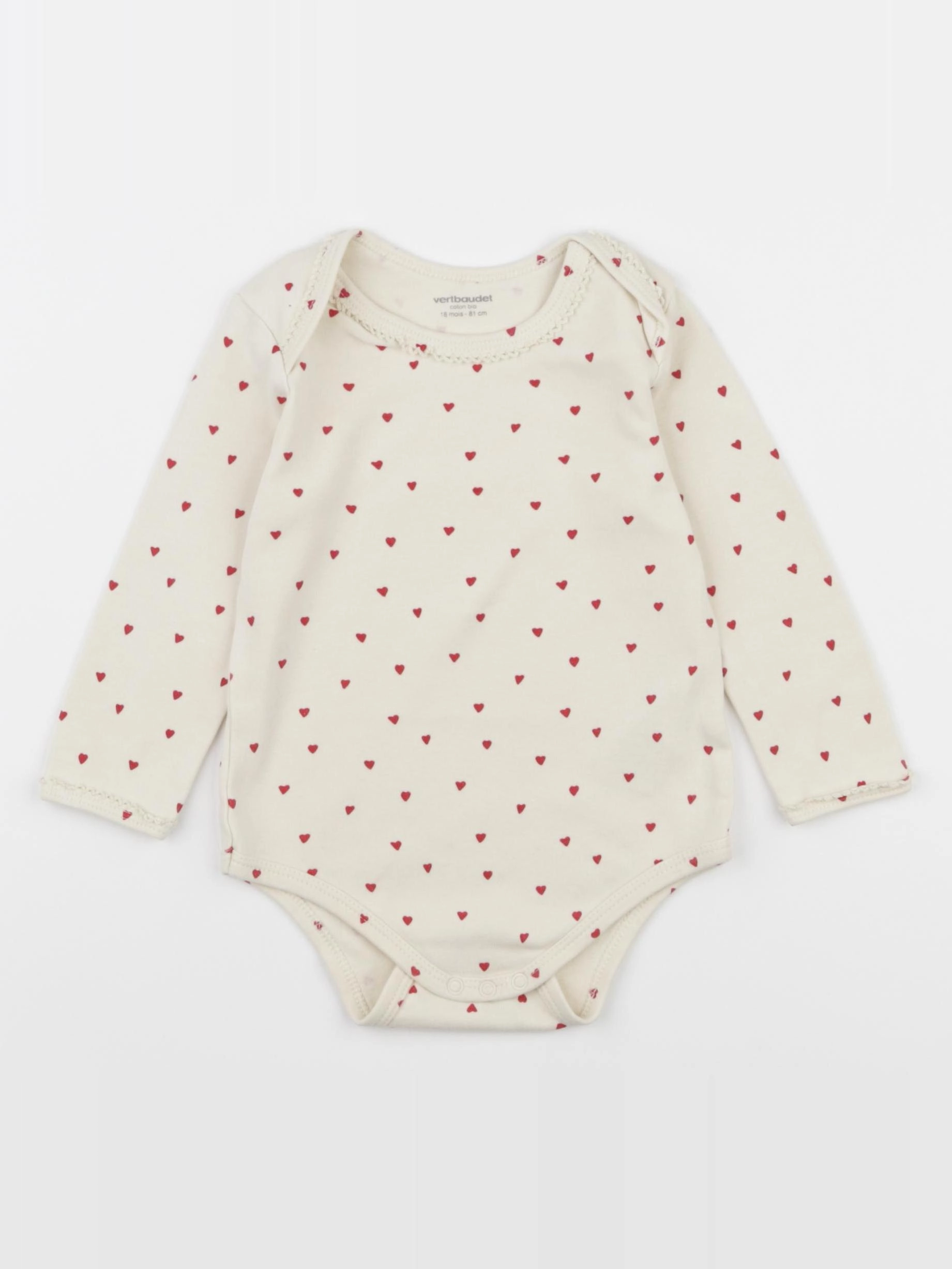 Vertbaudet - body beige, rouge - 18 mois