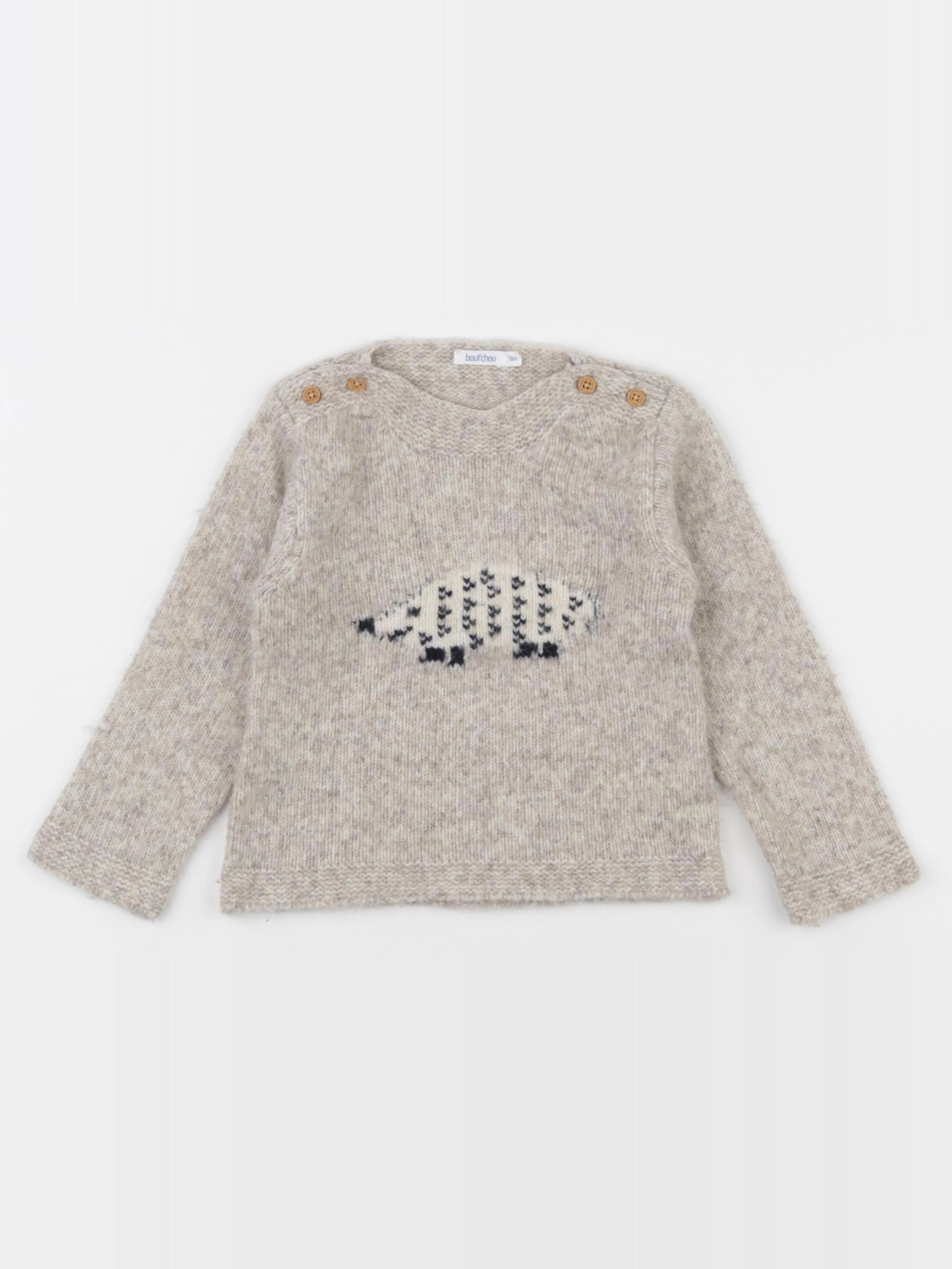 Boutchou - pull beige, marron - 18 mois