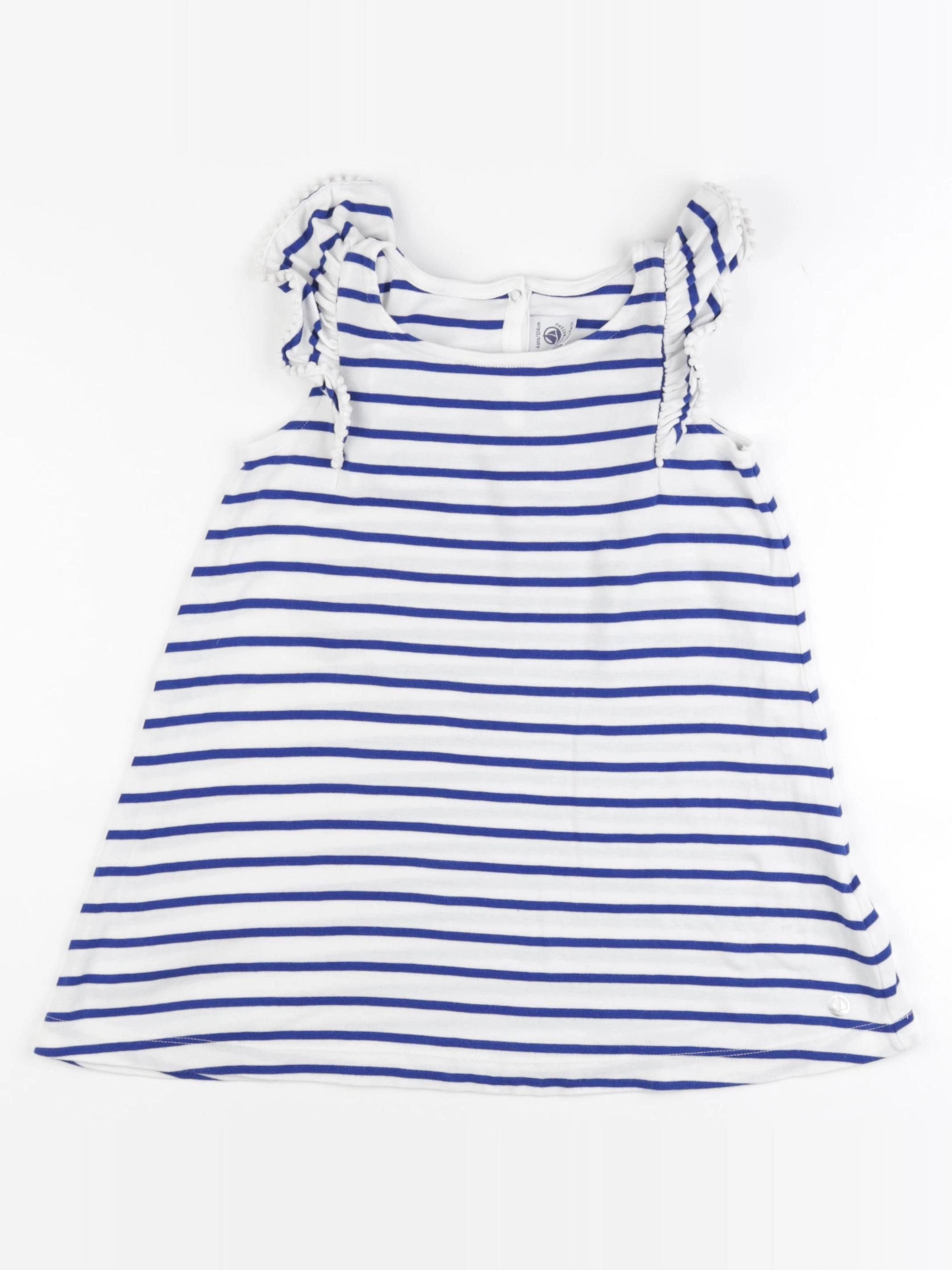 Petit Bateau - robe blanc, bleu - 4 ans
