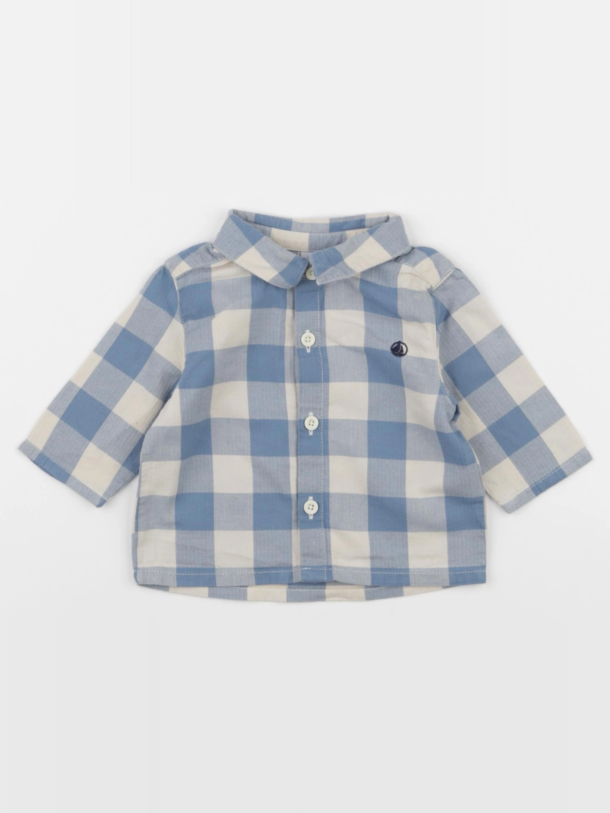 Petit Bateau - chemise bleu - 6 mois