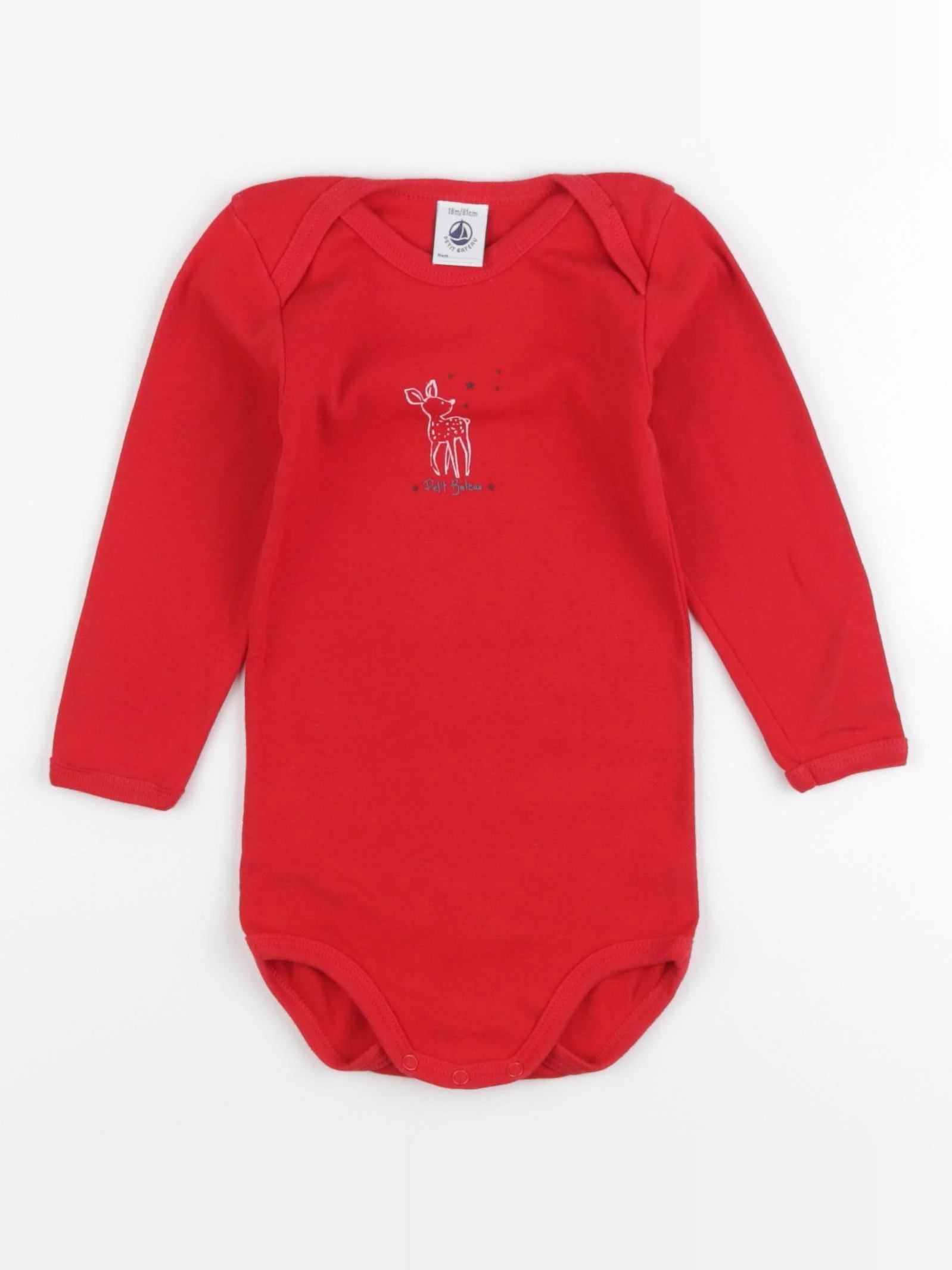 Petit Bateau - body rouge - 18 mois