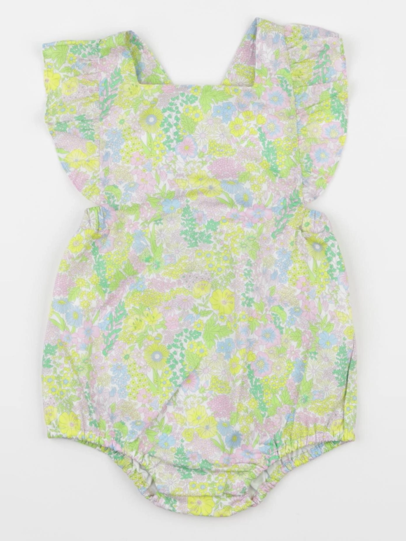 Jacadi - combinaison liberty jaune, vert, rose - 12 mois