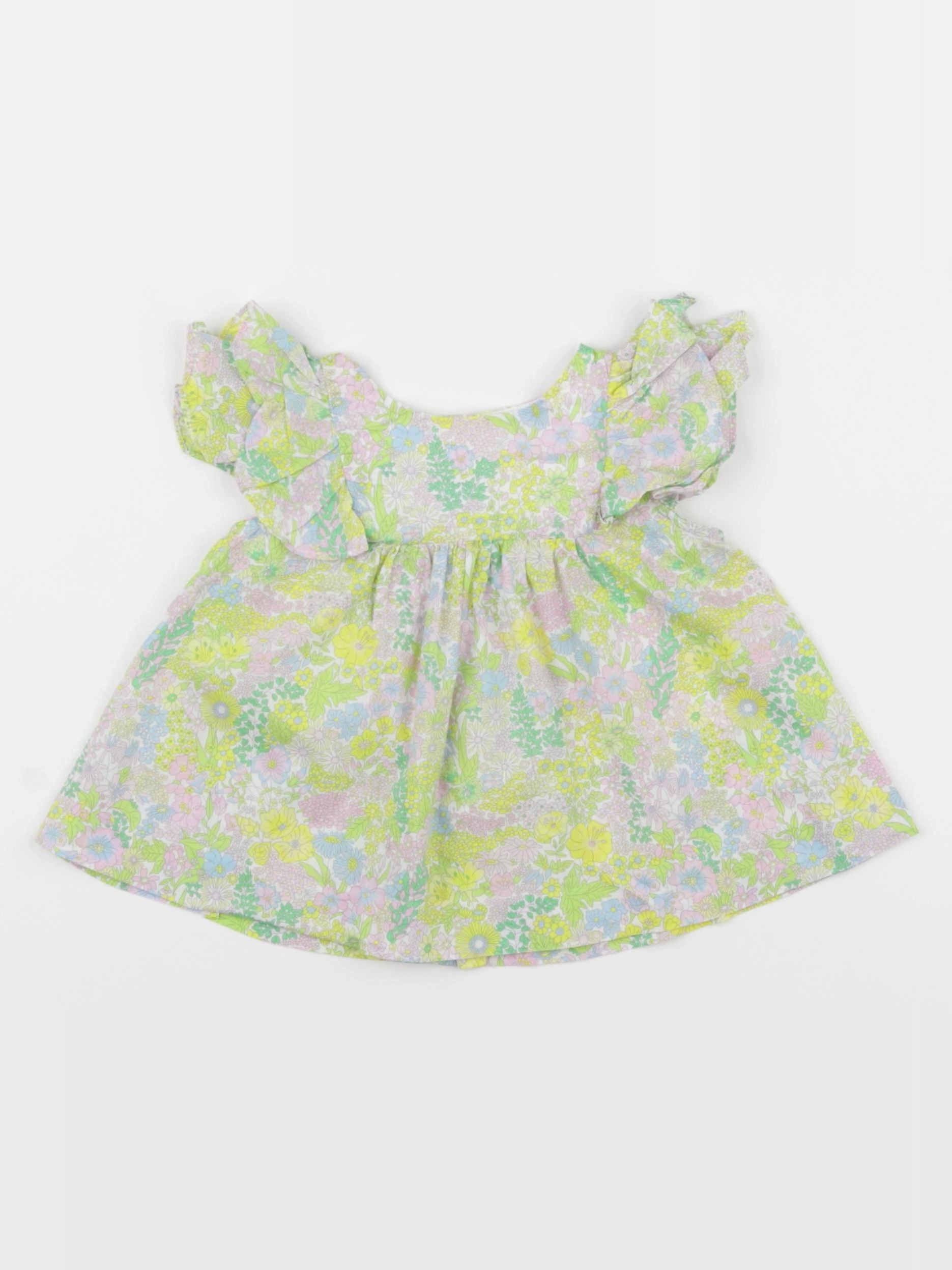 Jacadi - blouse liberty jaune, vert, rose - 12 mois