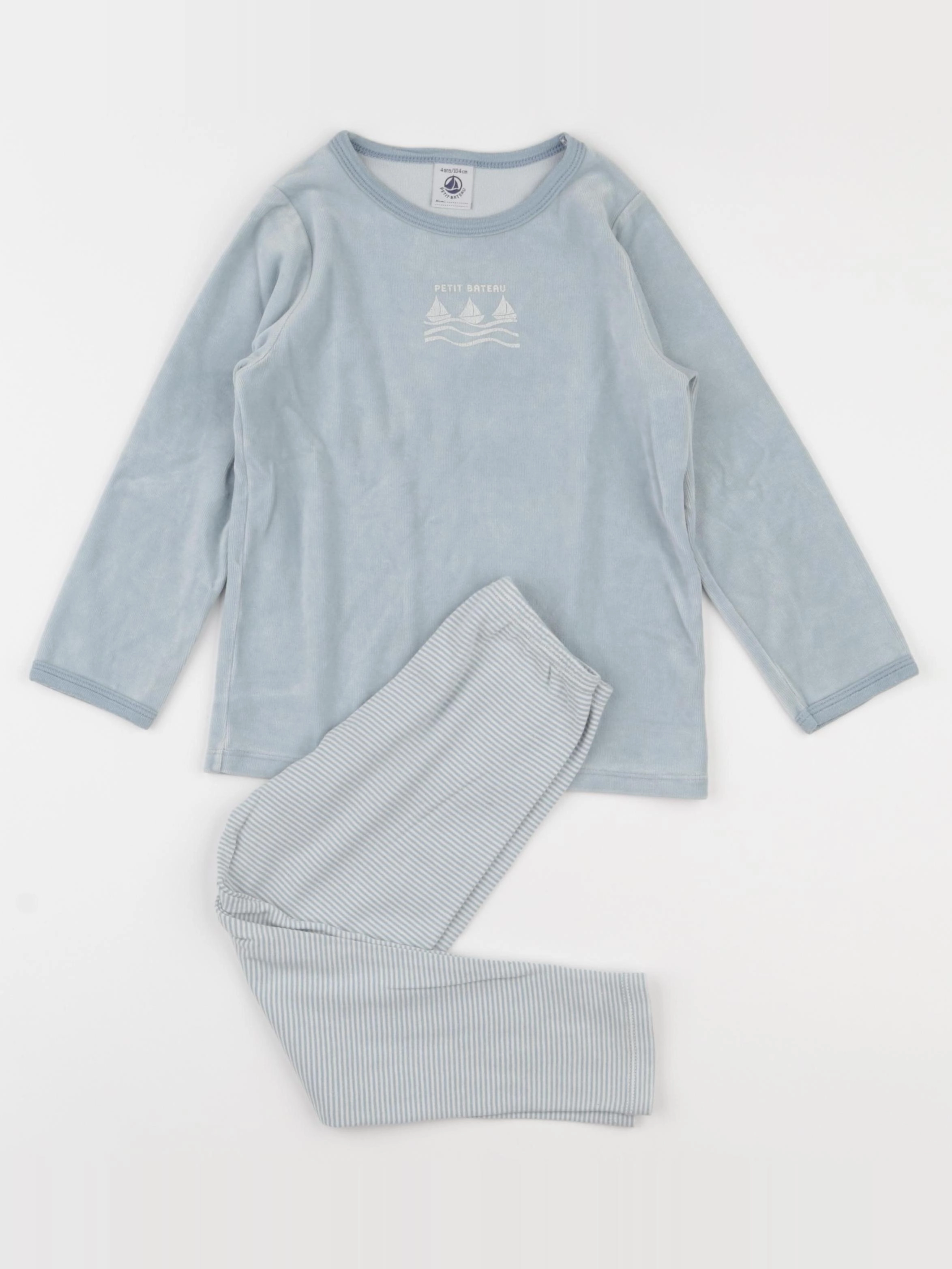 Petit Bateau - pyjama velours bleu - 4 ans