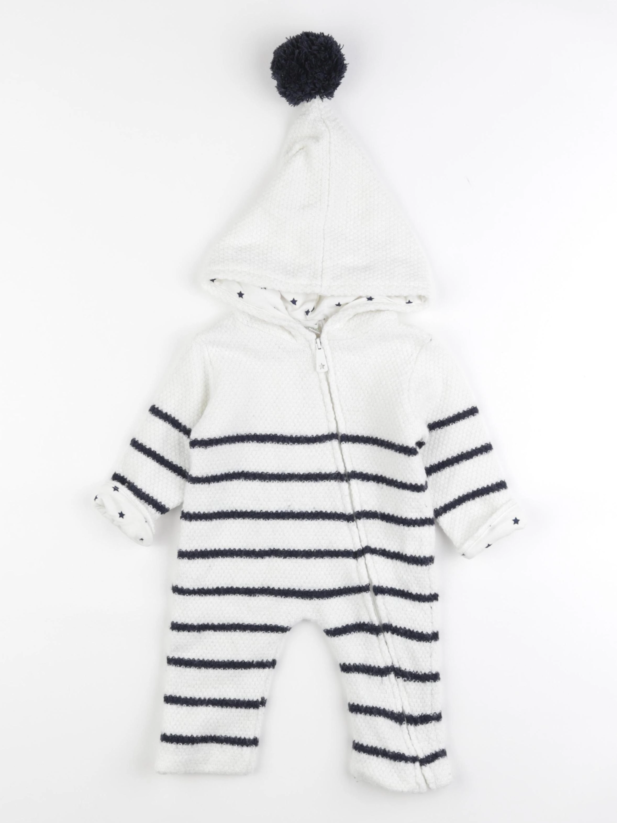 Vertbaudet - combinaison blanc, bleu - 6 mois