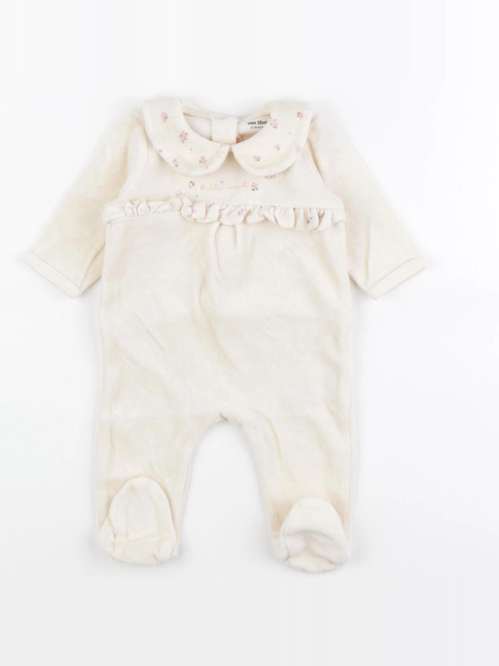 Vertbaudet - pyjama velours beige - 3 mois