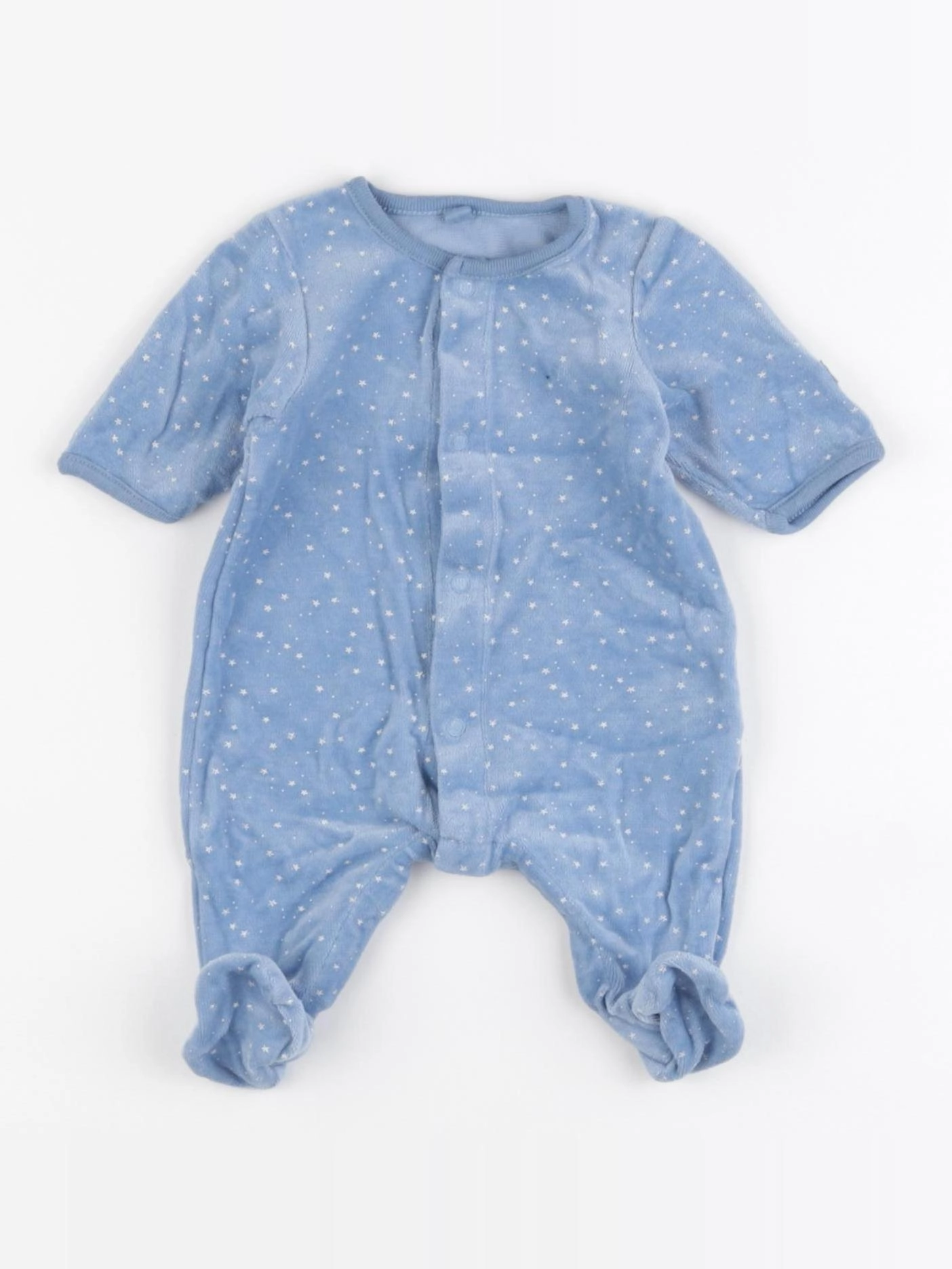 Petit Bateau - pyjama velours bleu - 0 mois
