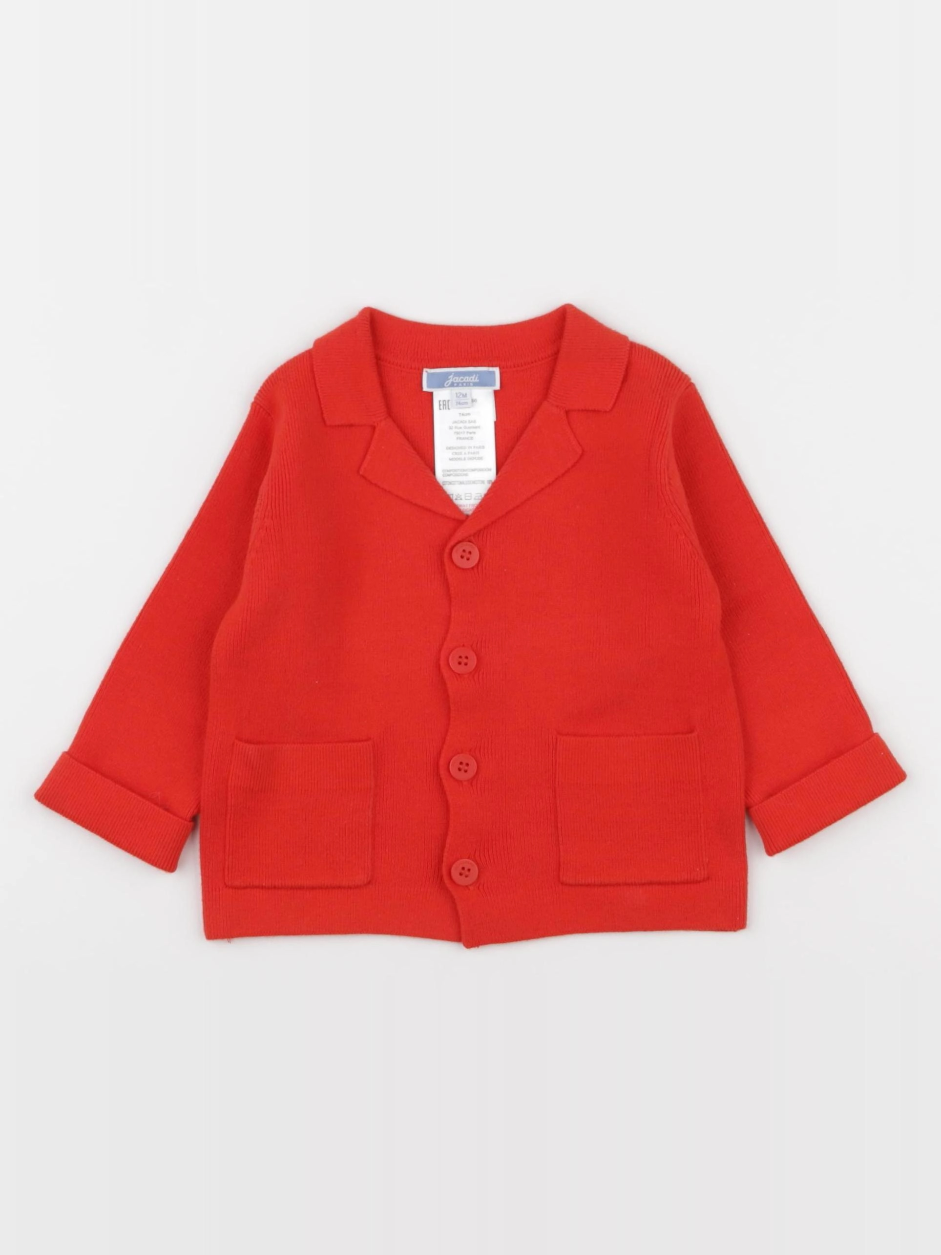 Jacadi - gilet rouge - 12 mois
