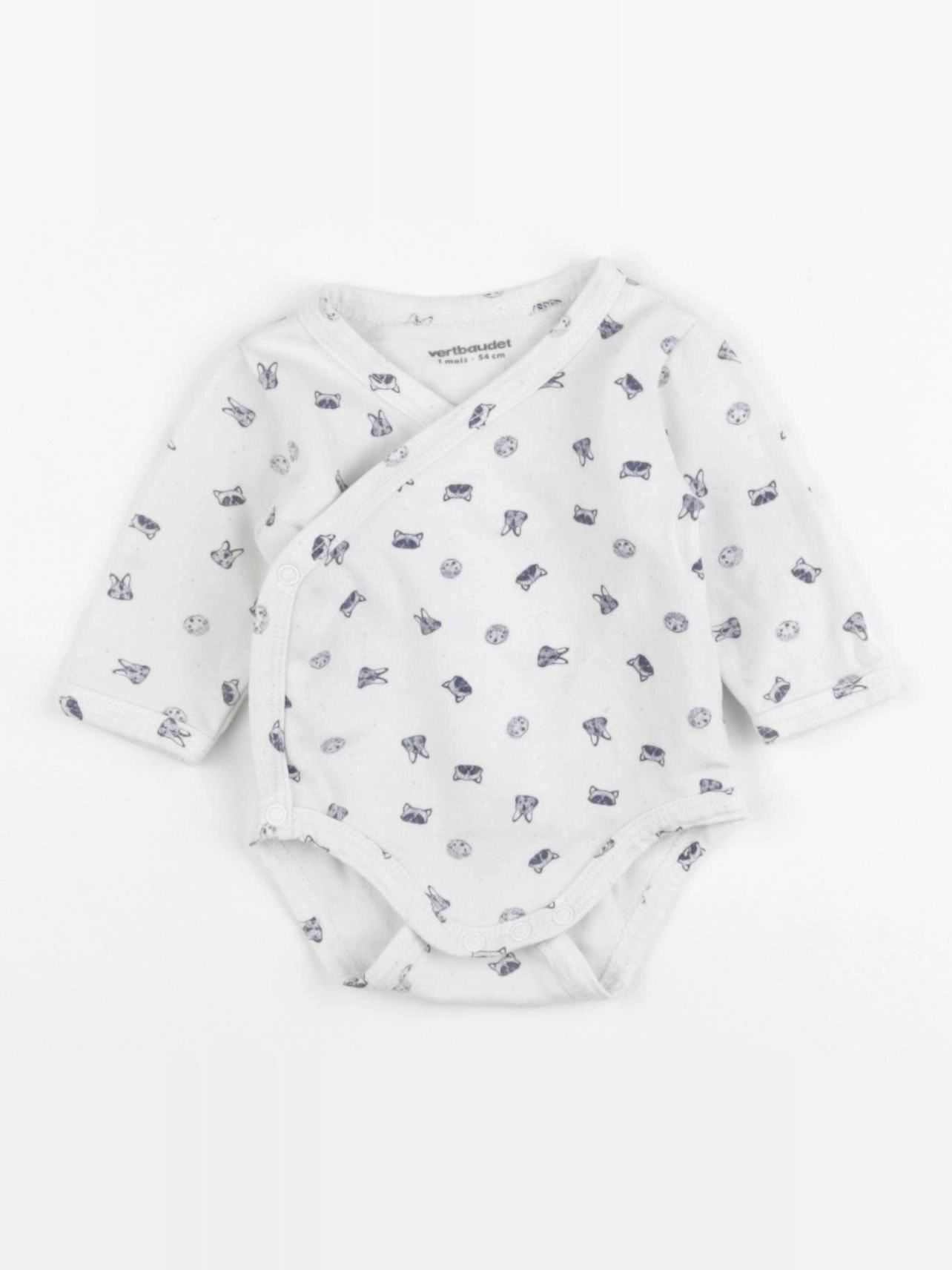 Vertbaudet - body blanc, bleu - 1 mois