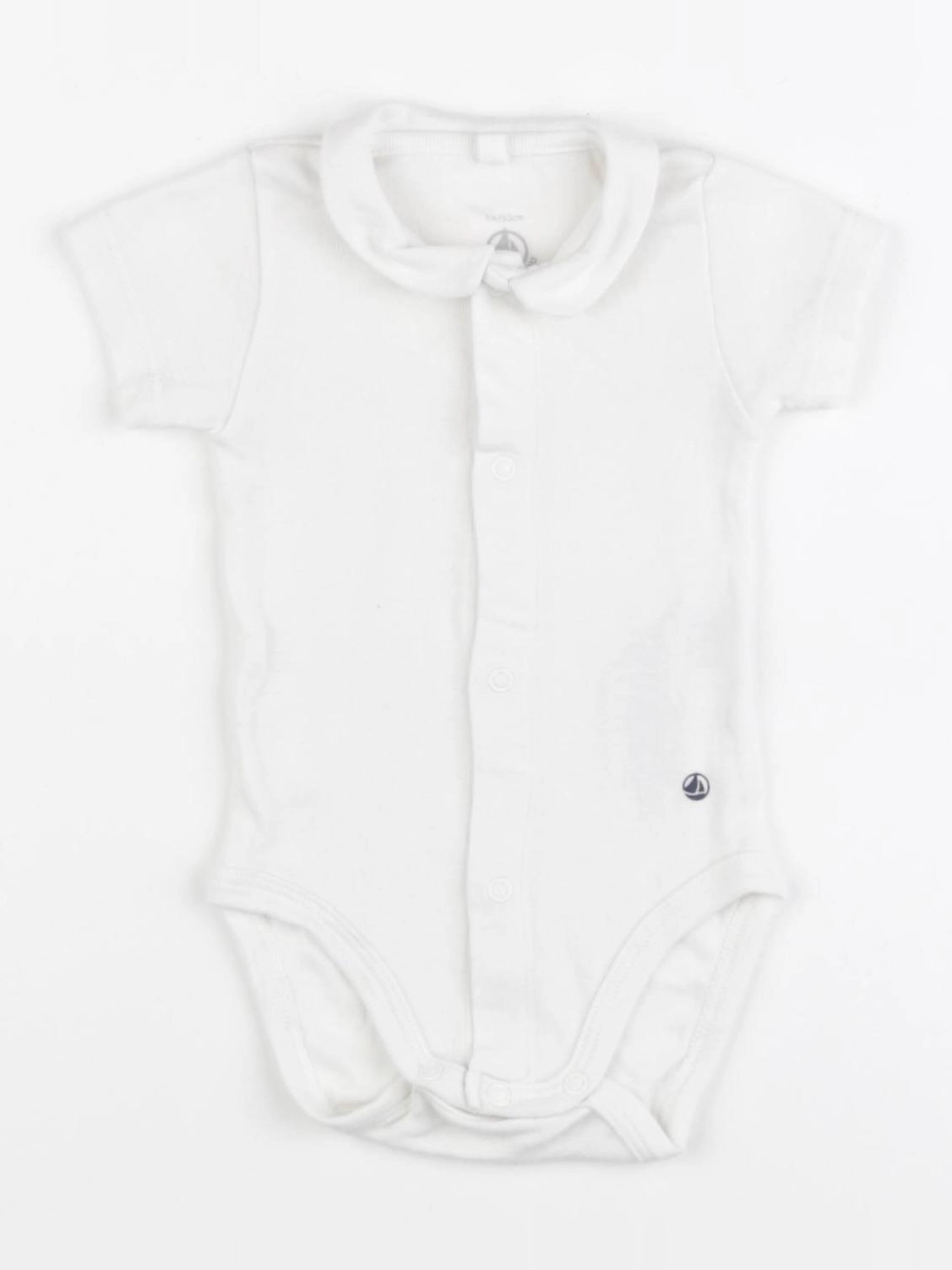 Petit Bateau - body à col blanc - 0 mois