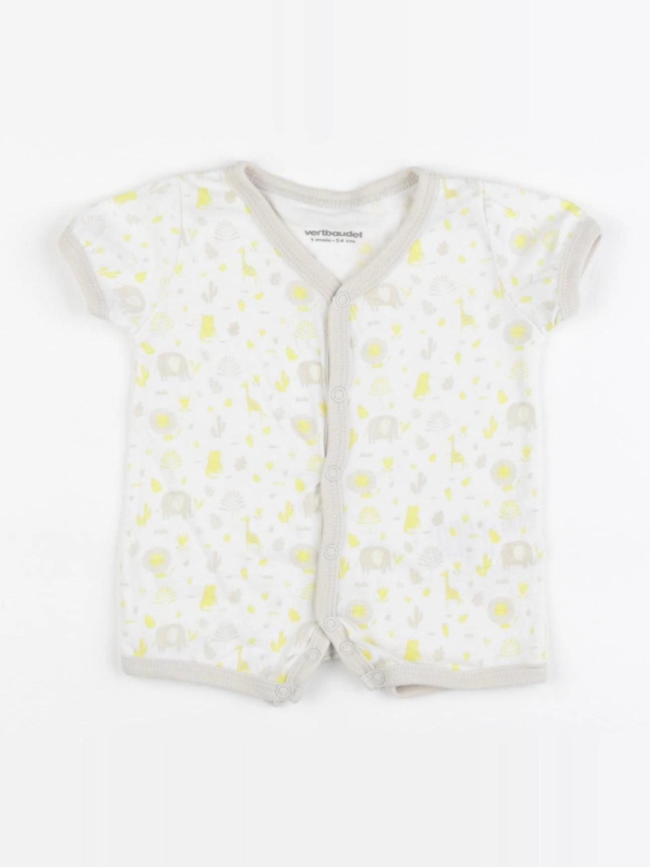 Vertbaudet - pyjama coton blanc, jaune - 1 mois