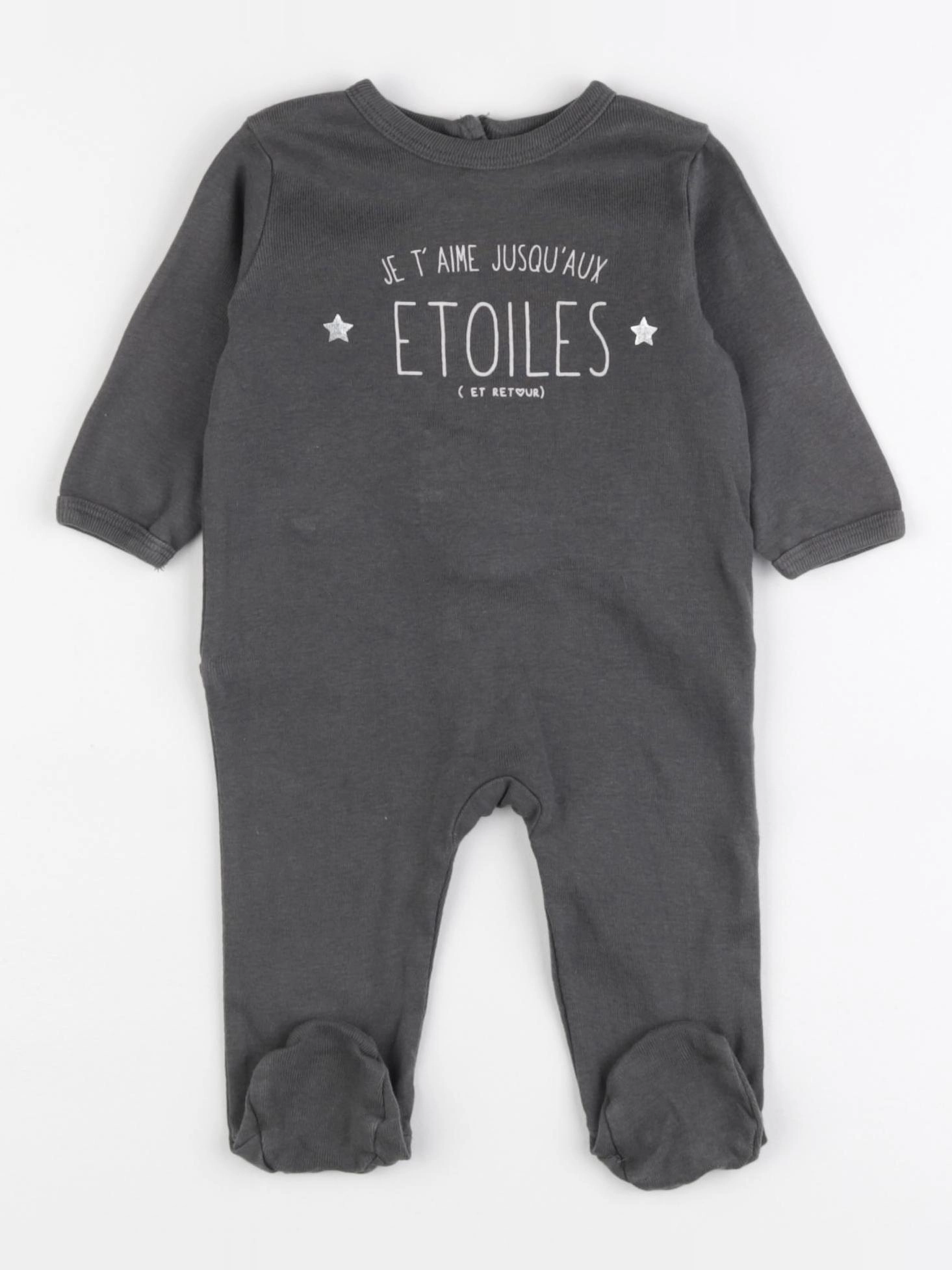 Vertbaudet - pyjama coton gris - 3 mois