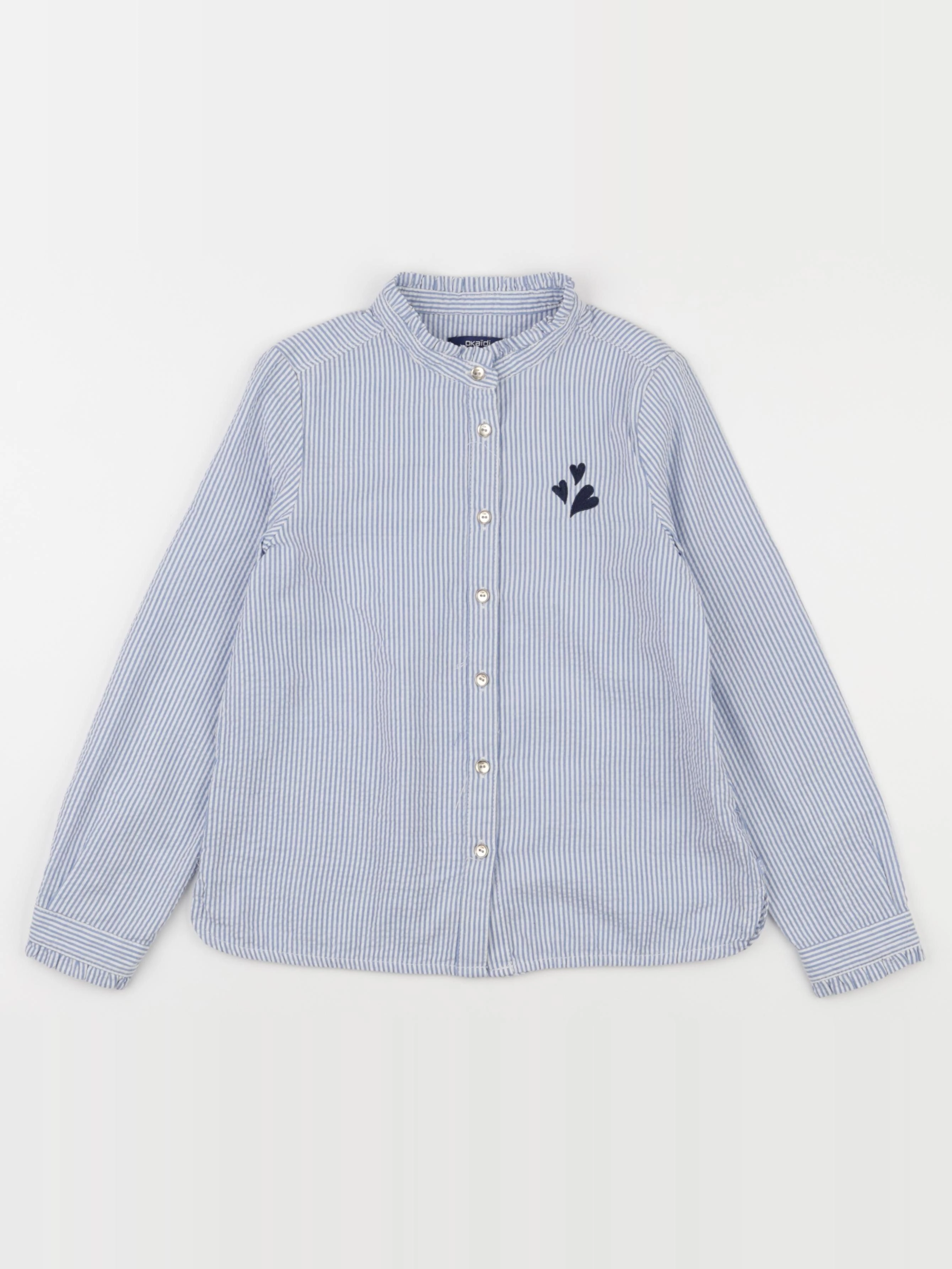Okaidi - blouse bleu, blanc - 8 ans