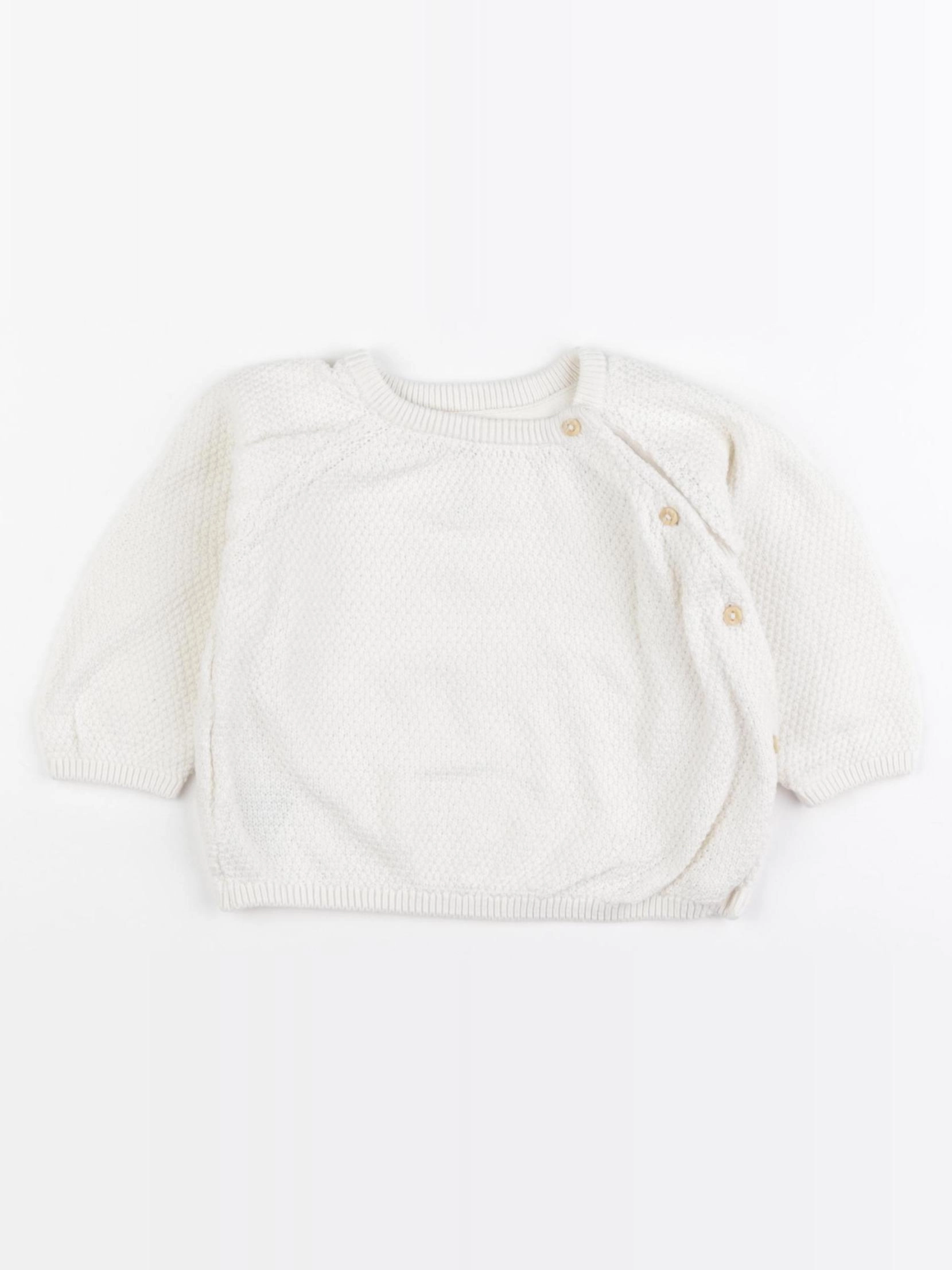 H&M - pull blanc - 2/4 mois