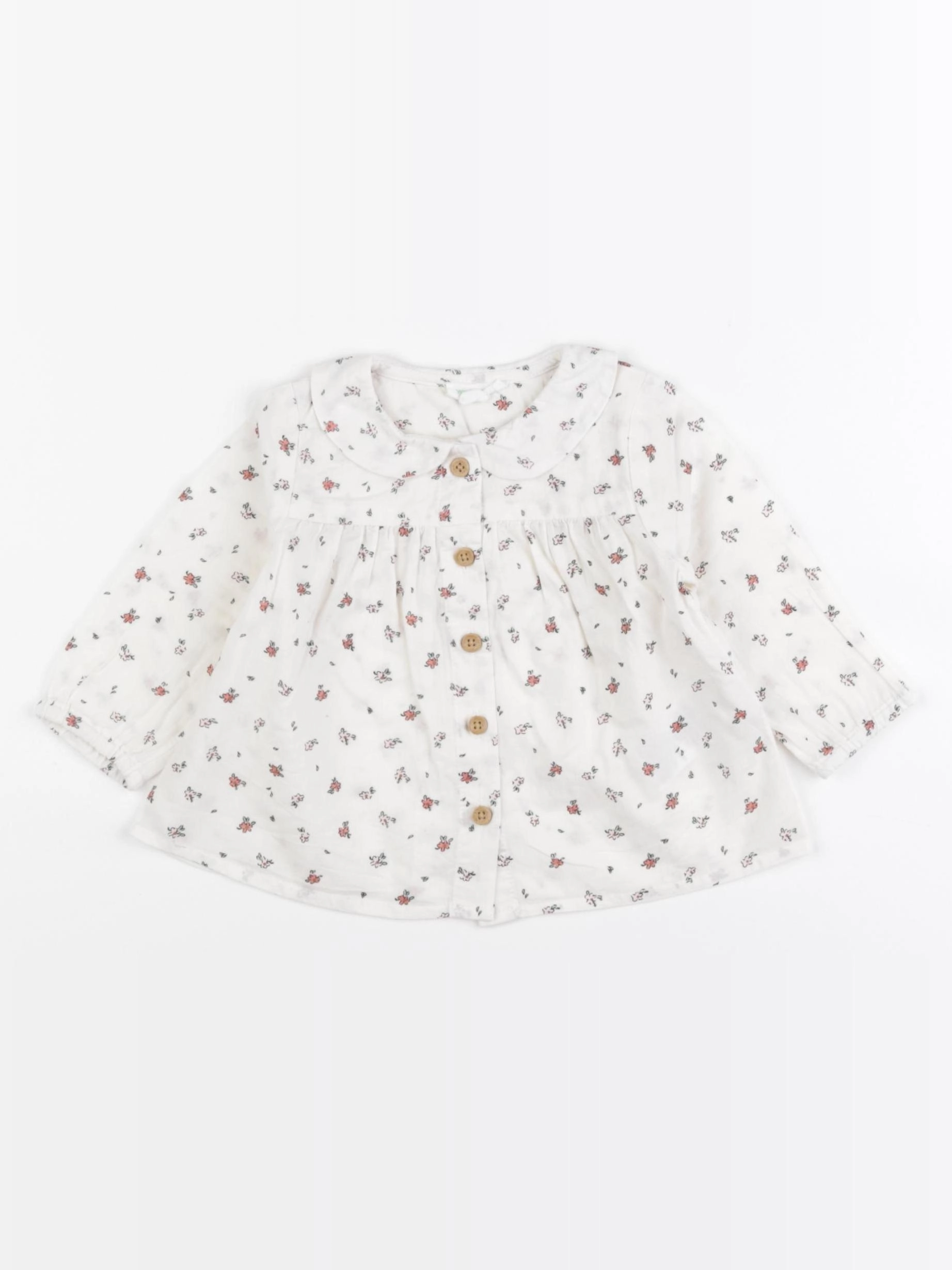 Vertbaudet - blouse blanc, rose - 6 mois