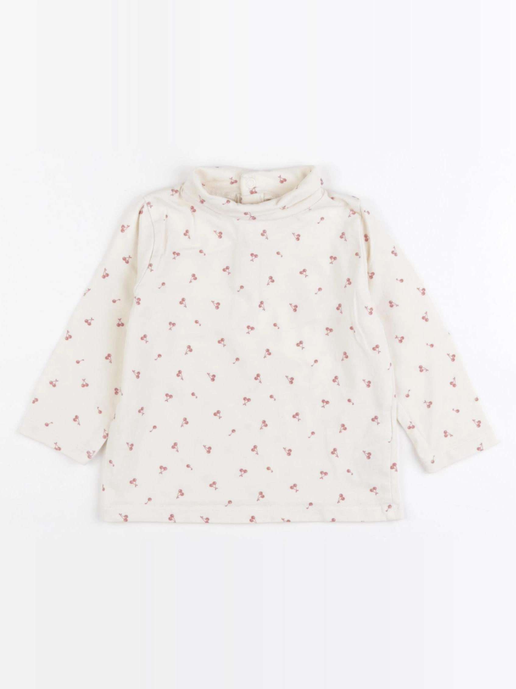 Vertbaudet - sous-pull blanc, rose - 12 mois