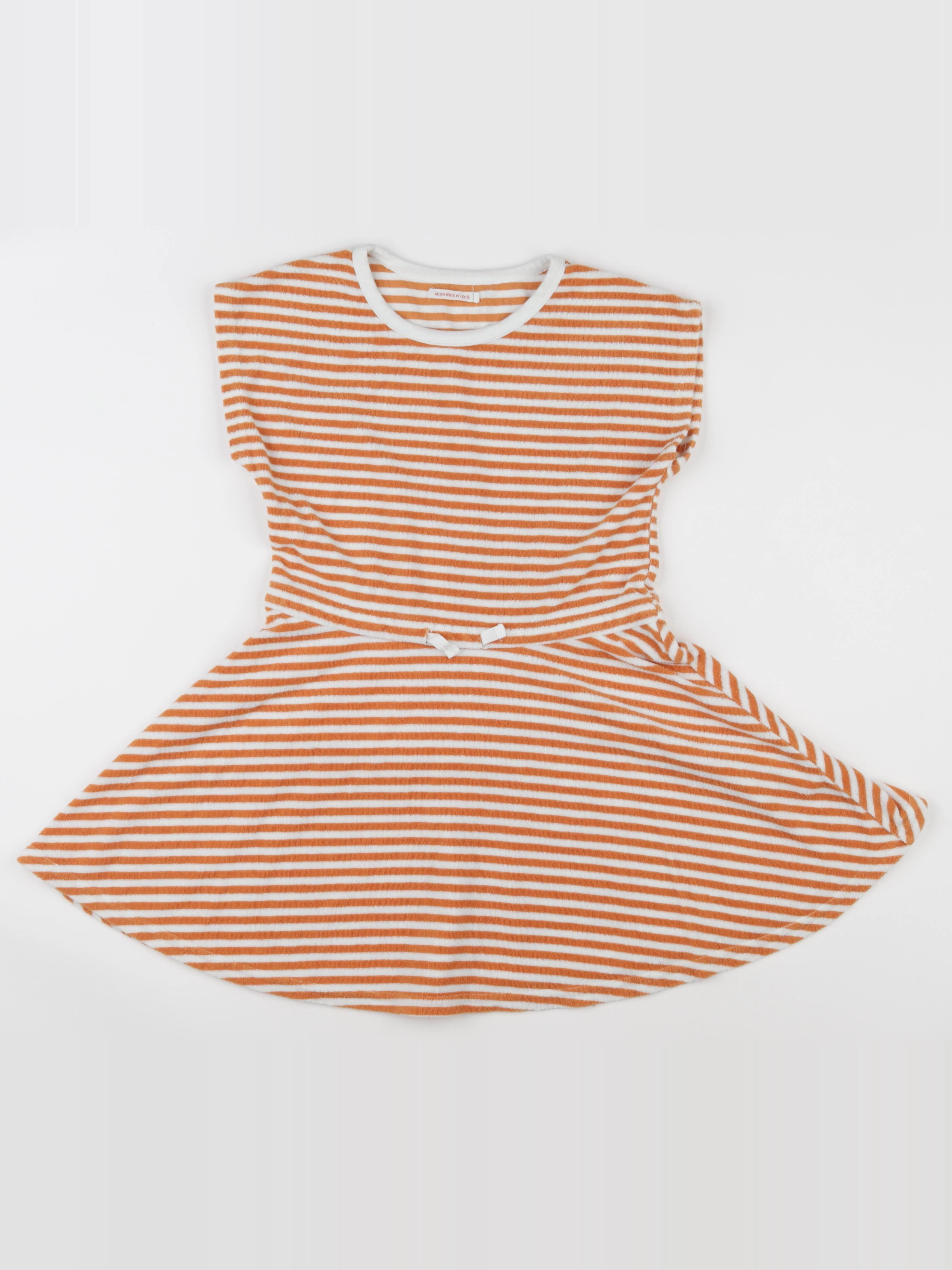 Monoprix - robe orange, blanc - 8 ans
