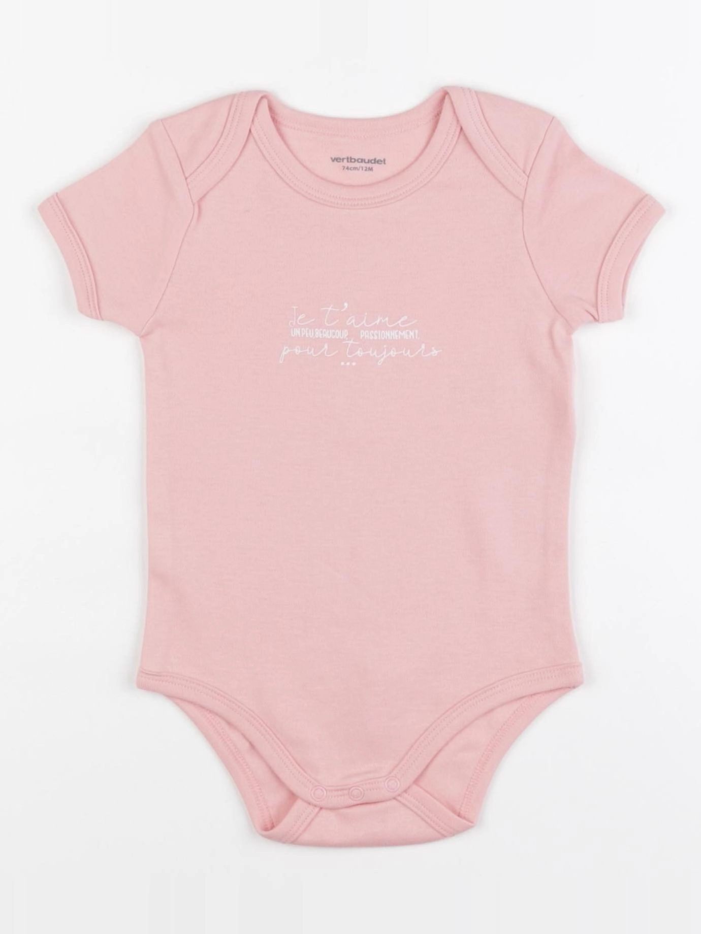 Vertbaudet - body rose - 12 mois