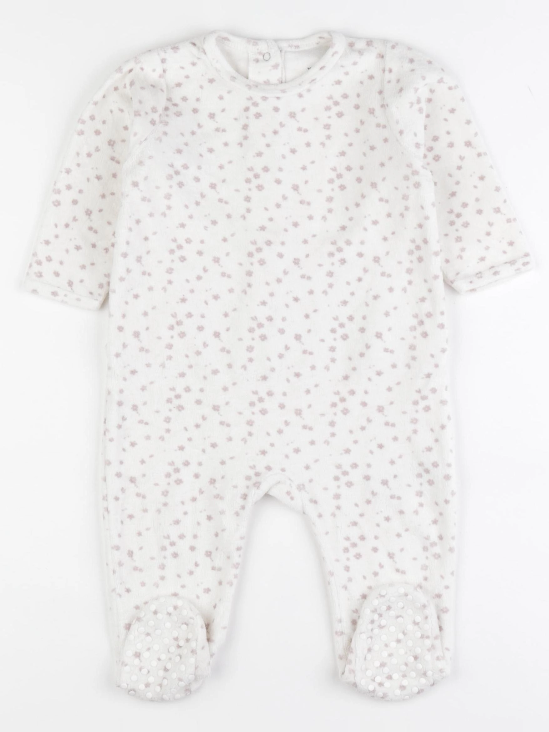 Vertbaudet - pyjama velours blanc, rose - 12 mois