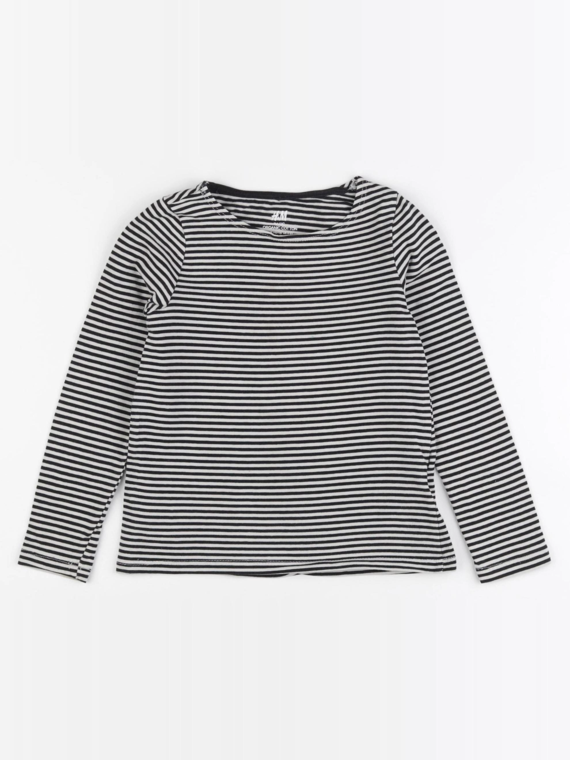 H&M - tee-shirt noir, blanc - 4/6 ans