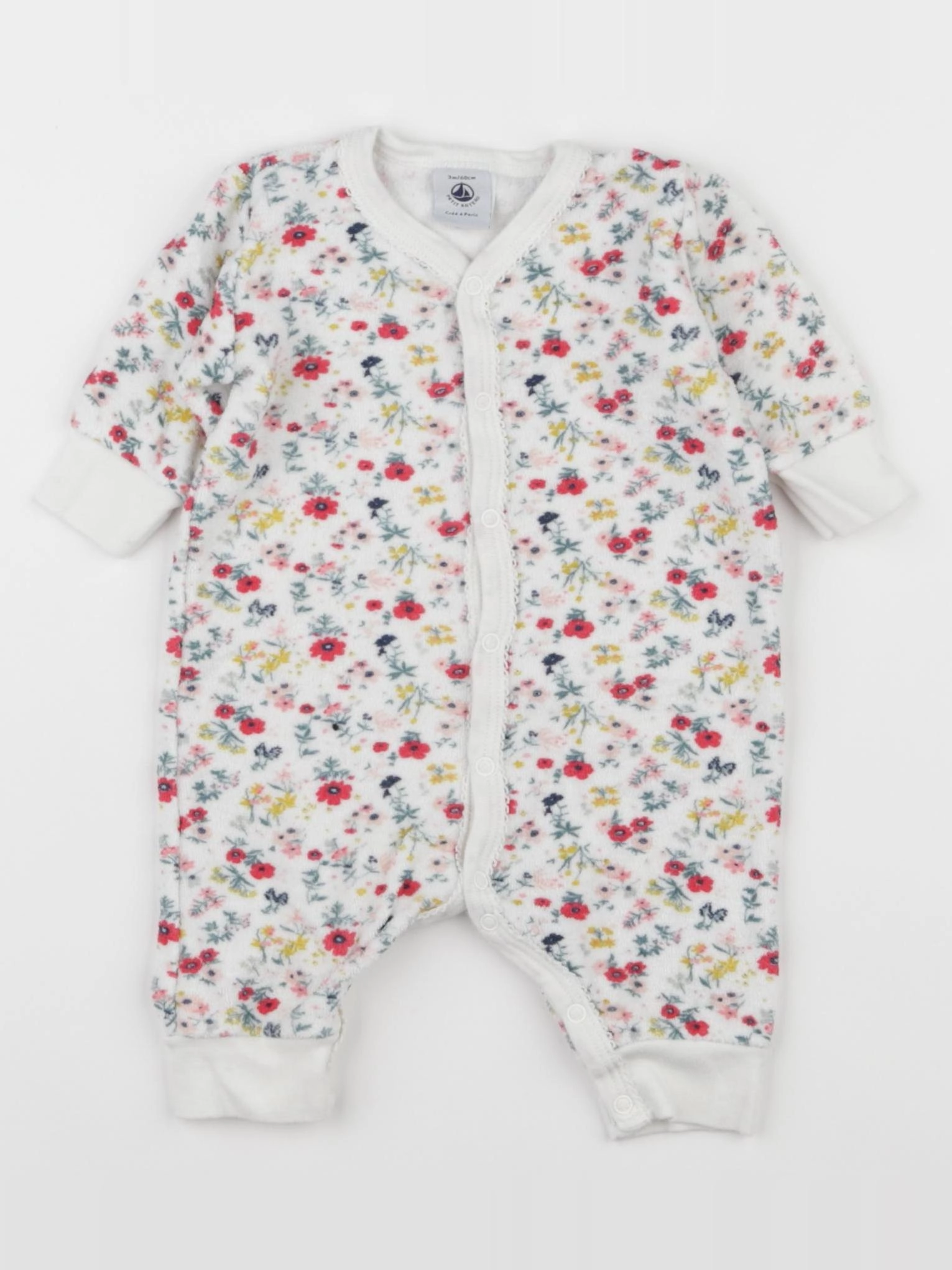 Petit Bateau - pyjama velours multicolore - 3 mois