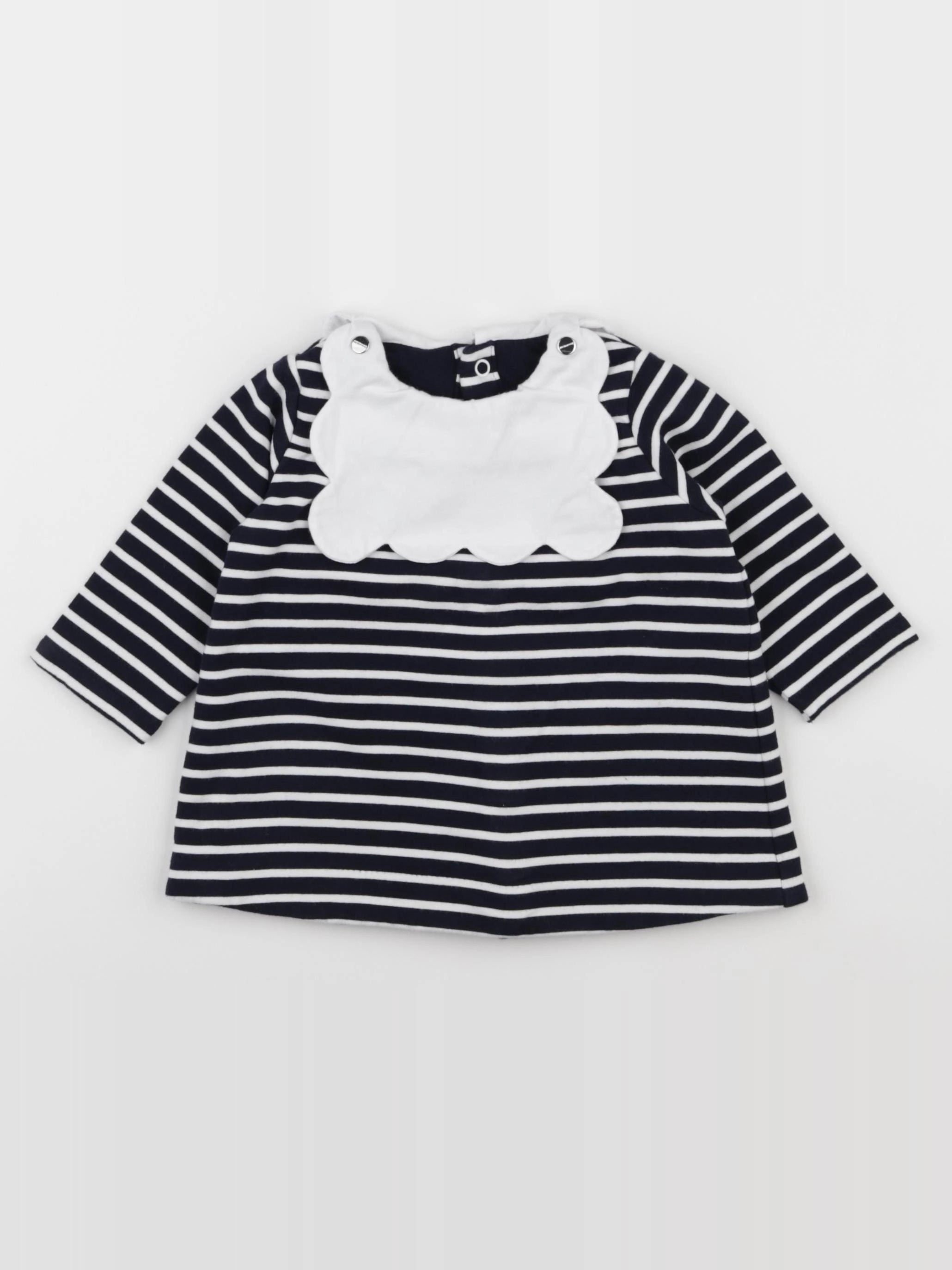 Jacadi - robe blanc, bleu - 6 mois