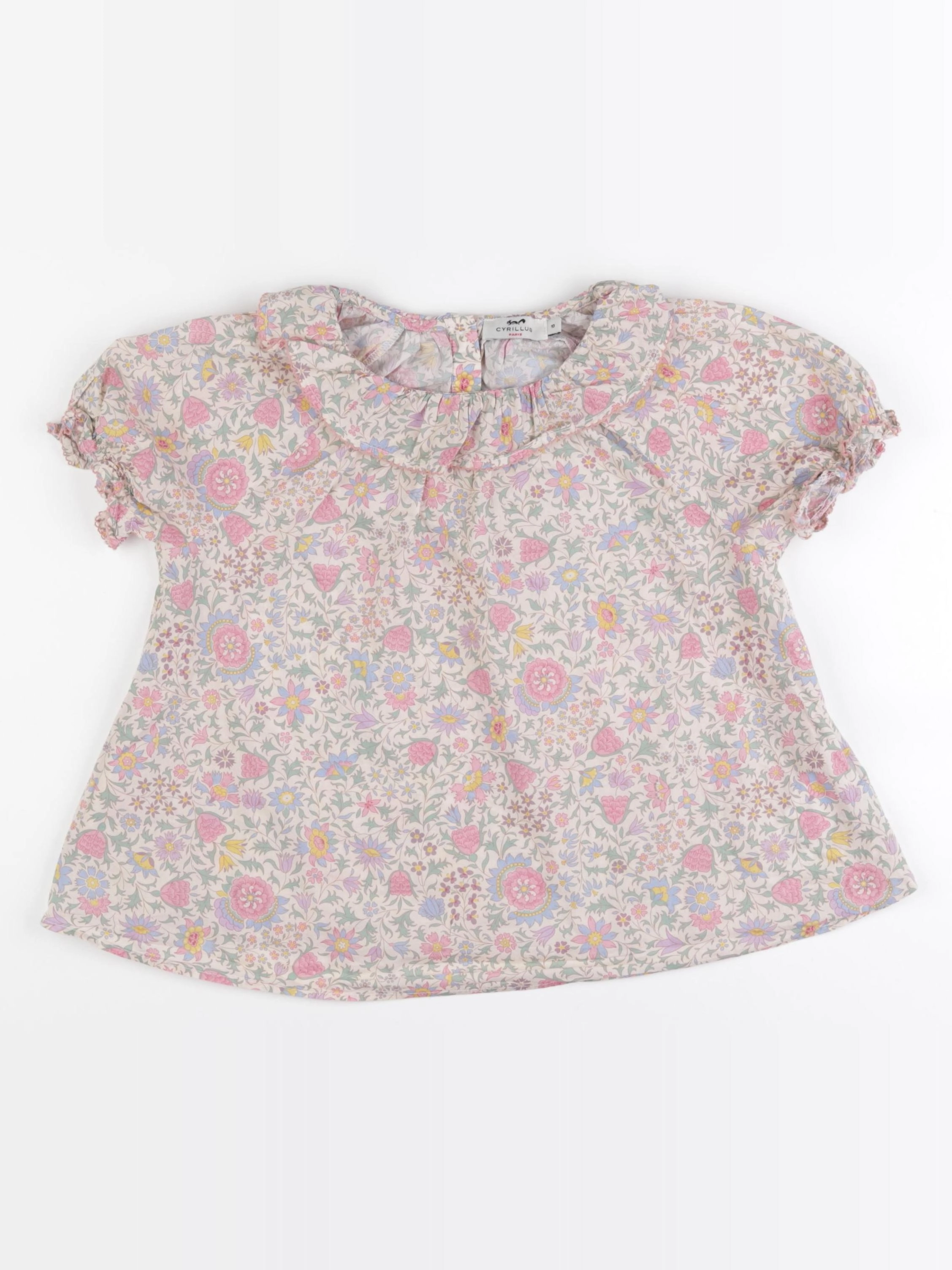 Cyrillus - blouse rose, beige - 10 ans