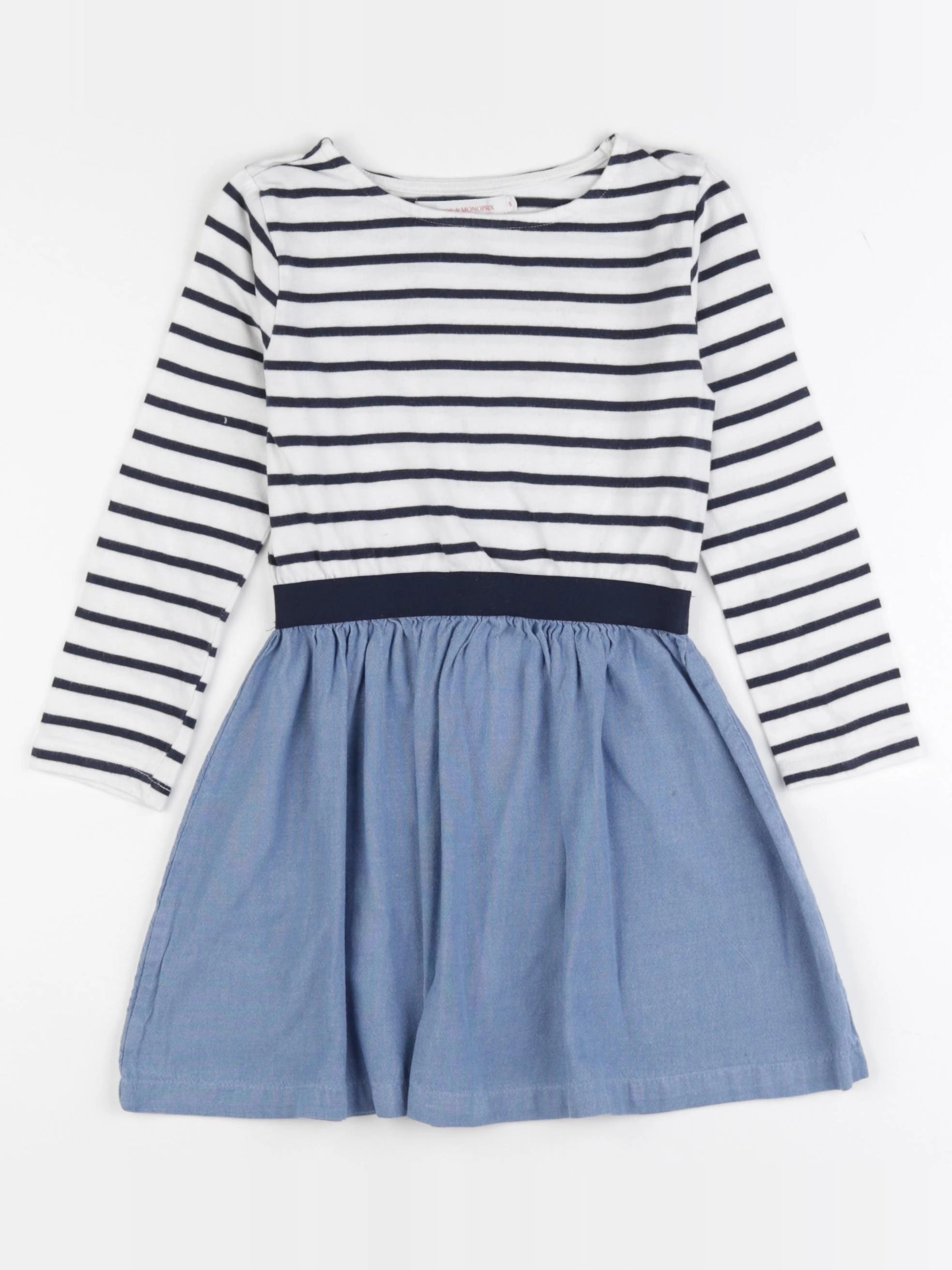 Monoprix - robe blanc, bleu - 5 ans