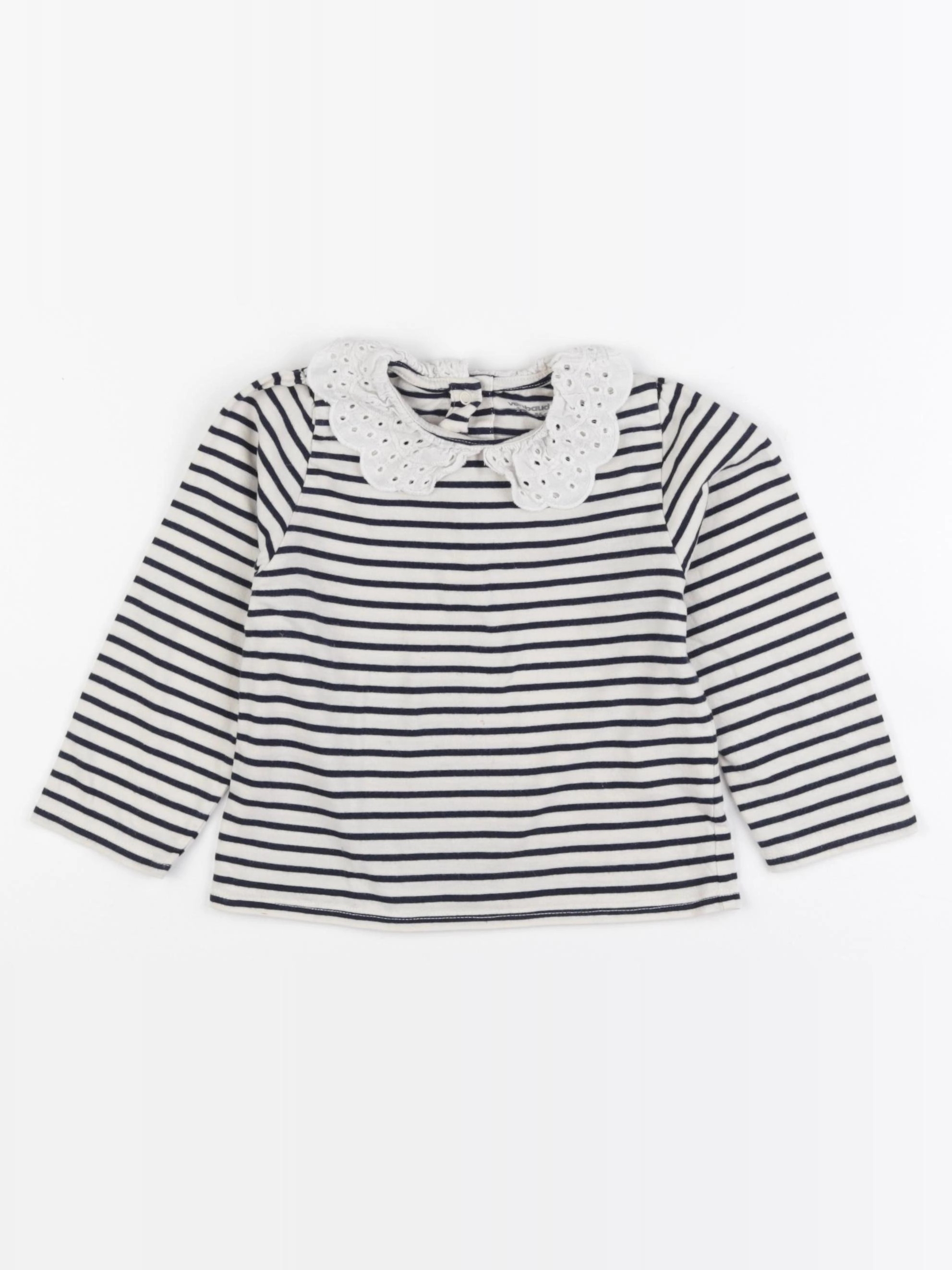 Vertbaudet - tee-shirt blanc, bleu - 2 ans