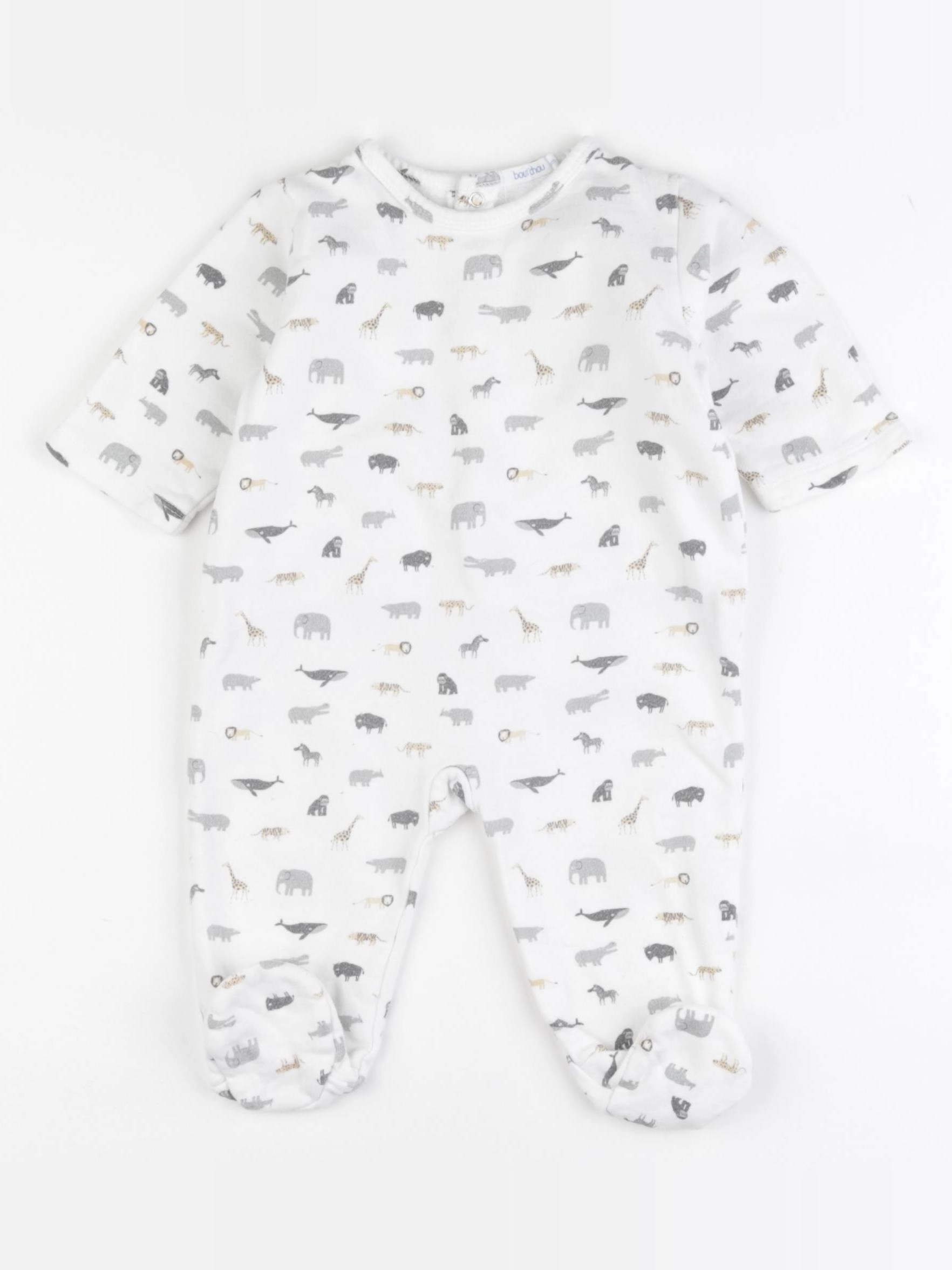 Boutchou - pyjama coton blanc, gris - 6 mois