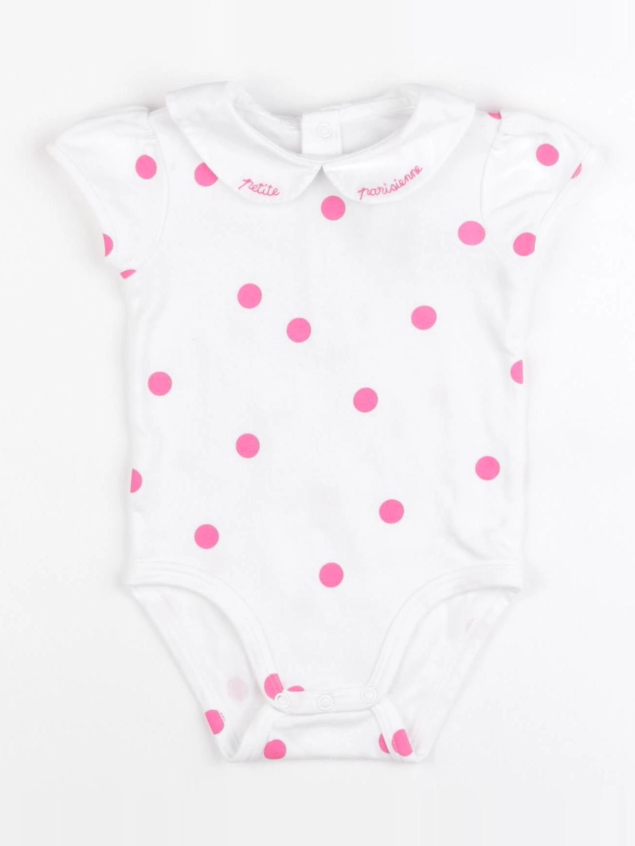 Jacadi - body à col blanc, rose - 12 mois