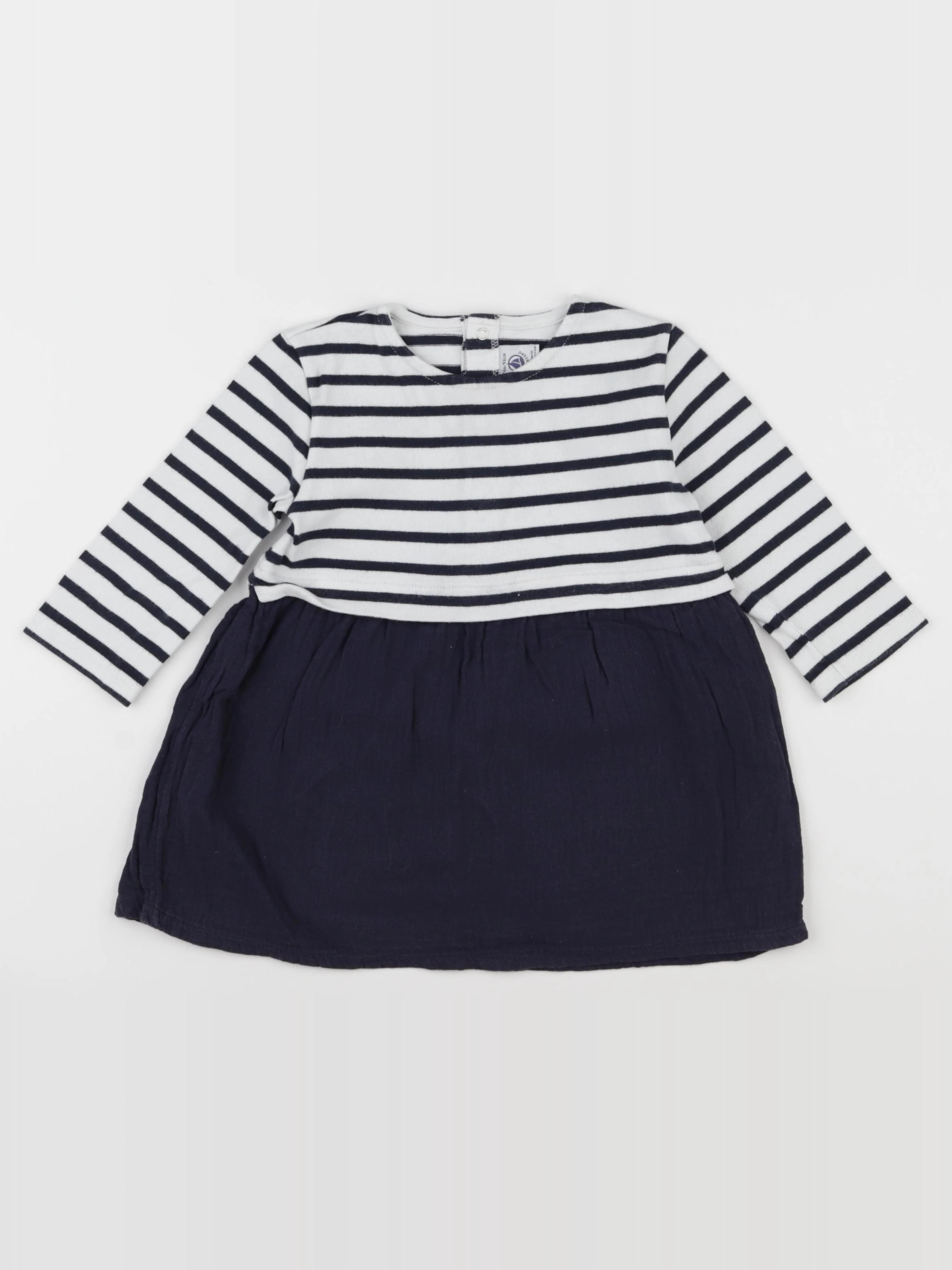 Petit Bateau - robe blanc, bleu - 24 mois