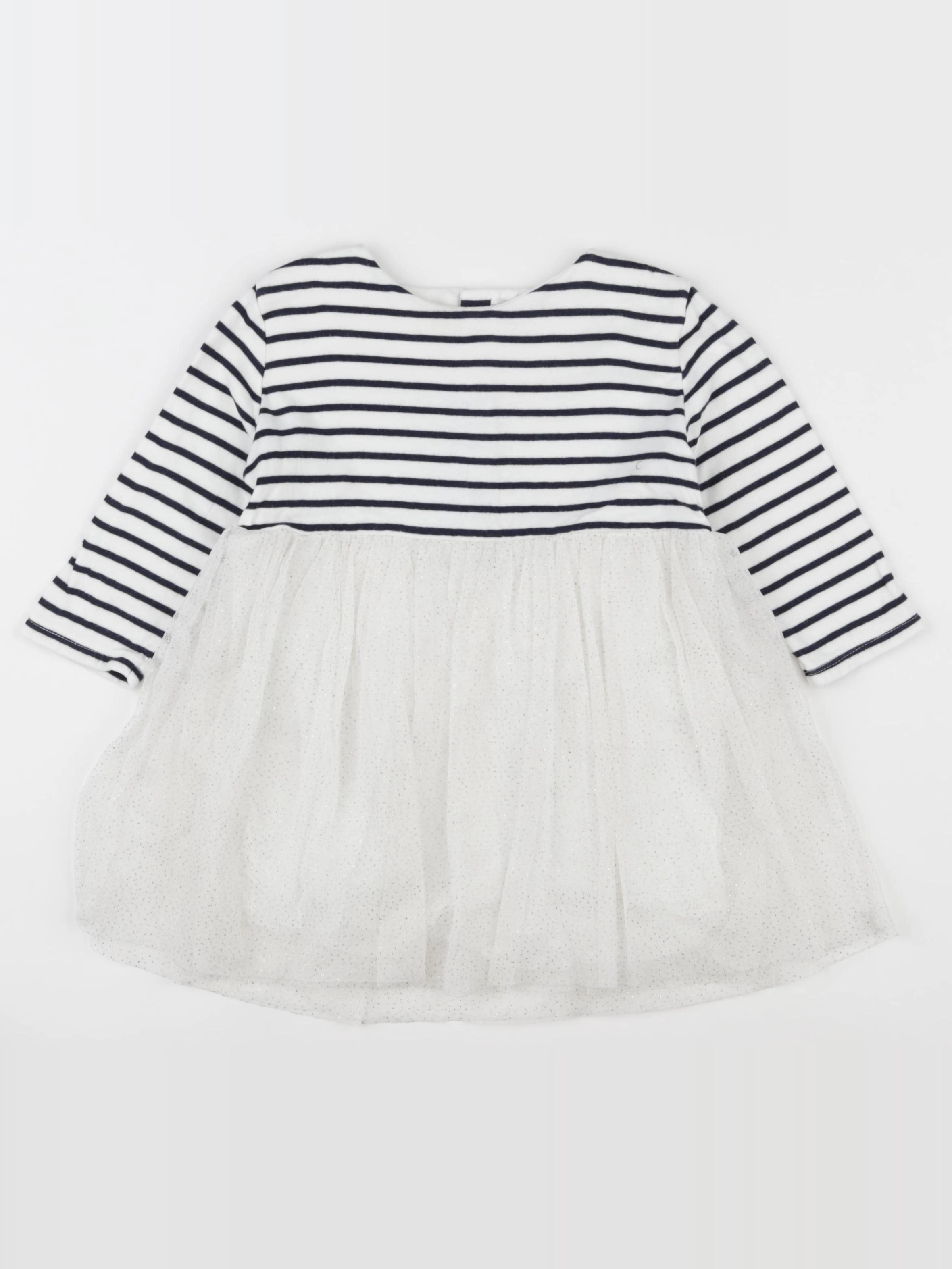Petit Bateau - robe bleu, blanc - 24 mois
