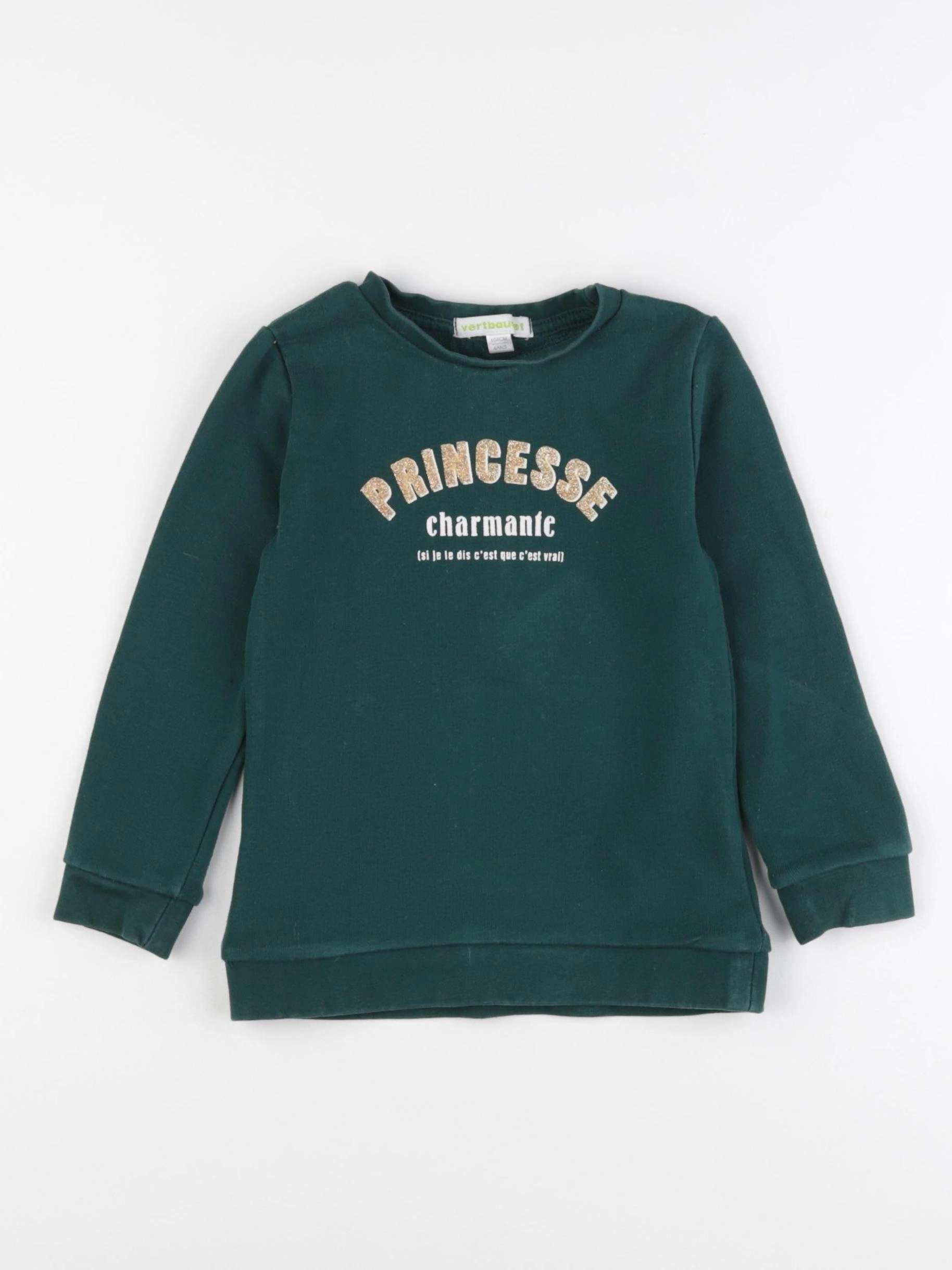 Vertbaudet - sweat vert - 4 ans