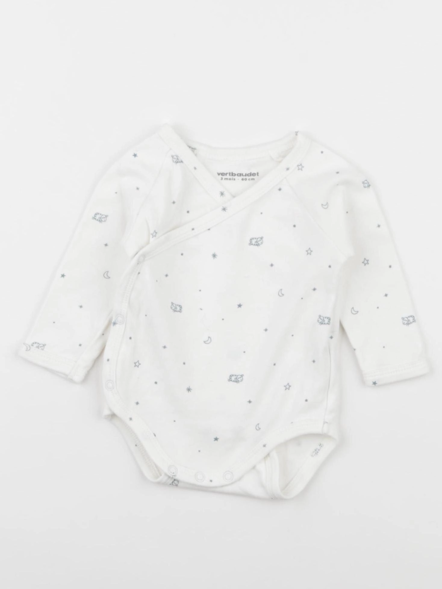 Vertbaudet - body blanc, bleu - 3 mois