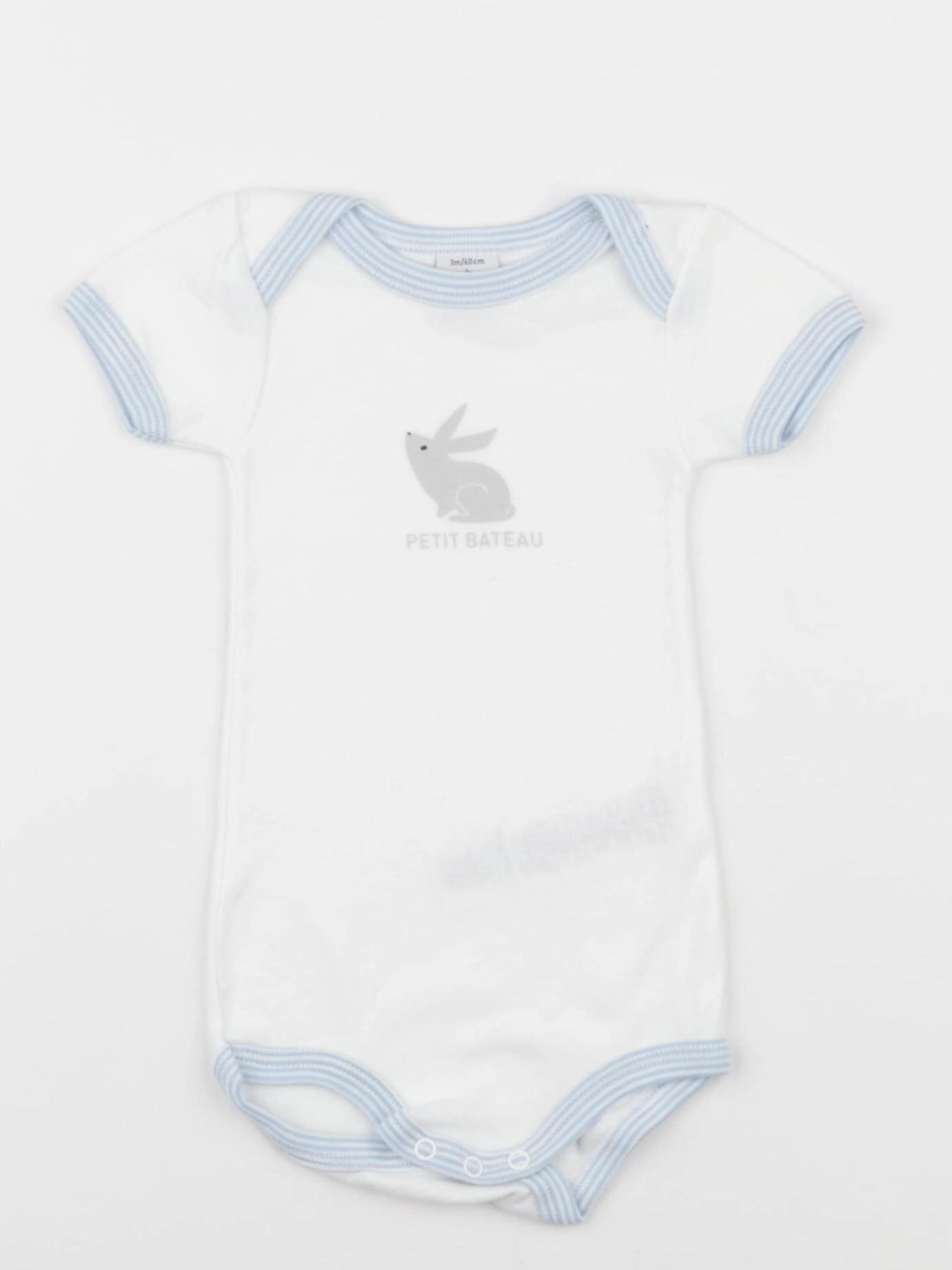 Petit Bateau - body blanc, bleu - 3 mois
