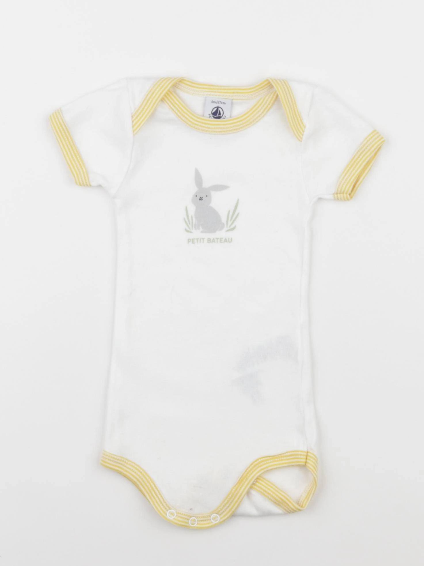 Petit Bateau - body jaune, blanc - 6 mois