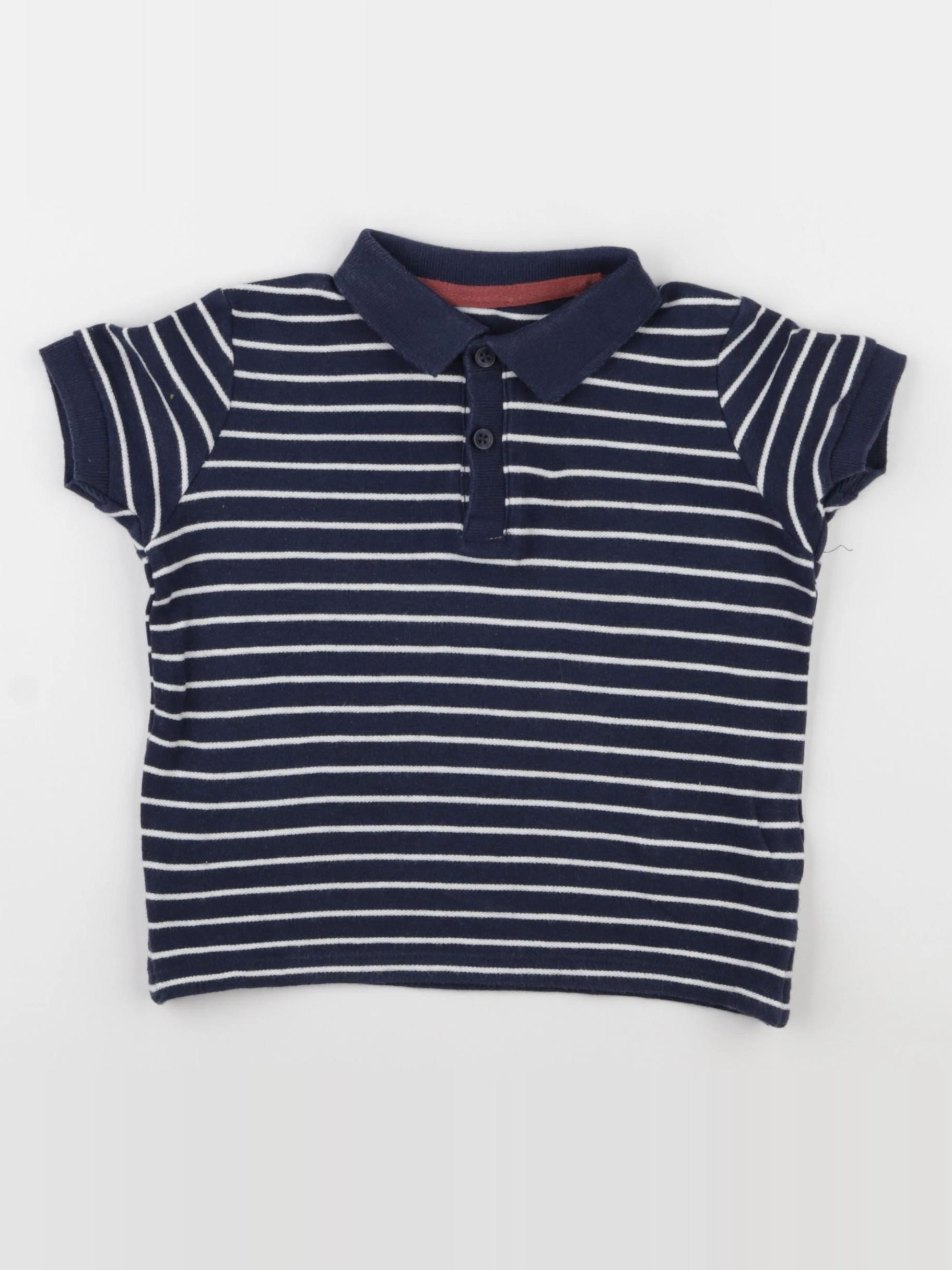 Vertbaudet - polo blanc, bleu - 3 ans