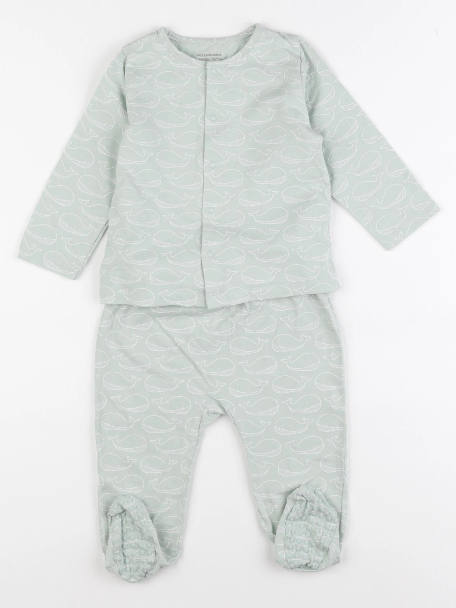 Vertbaudet - pyjama coton vert - 12 mois