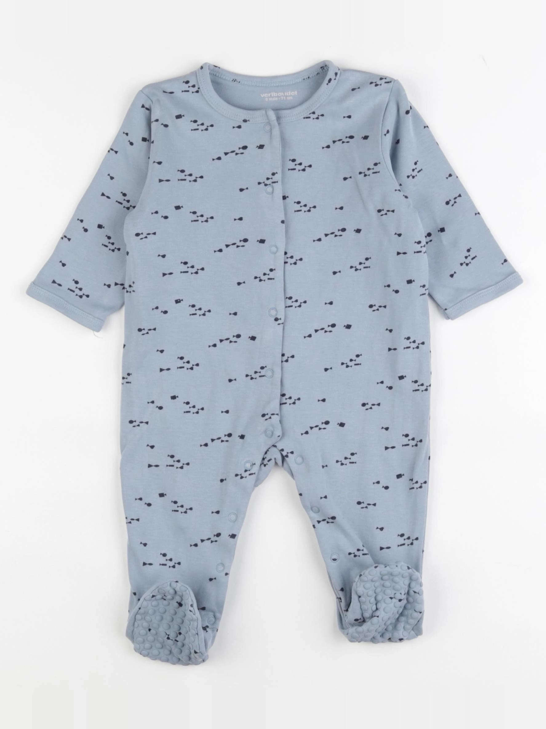 Vertbaudet - pyjama coton bleu - 9 mois