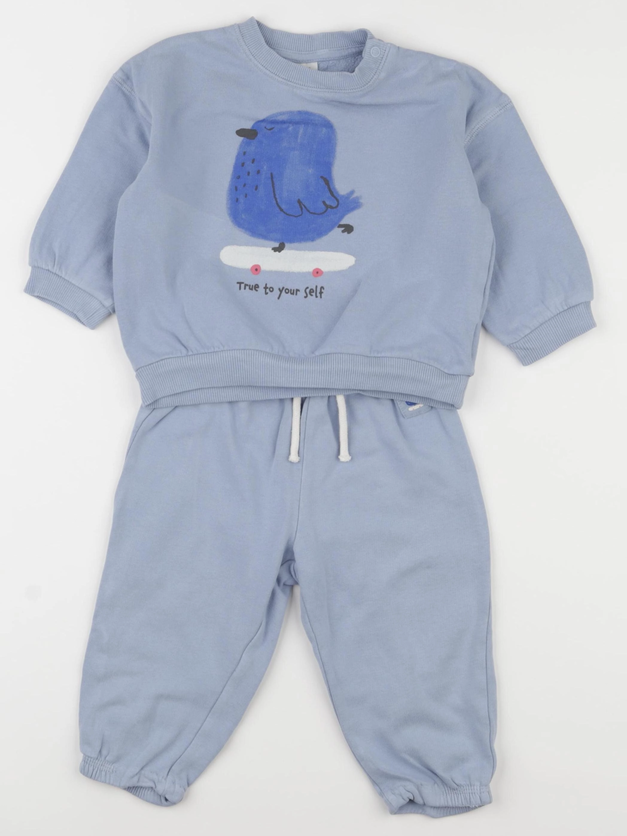 H&M - ensemble doublé bleu - 9/12 mois