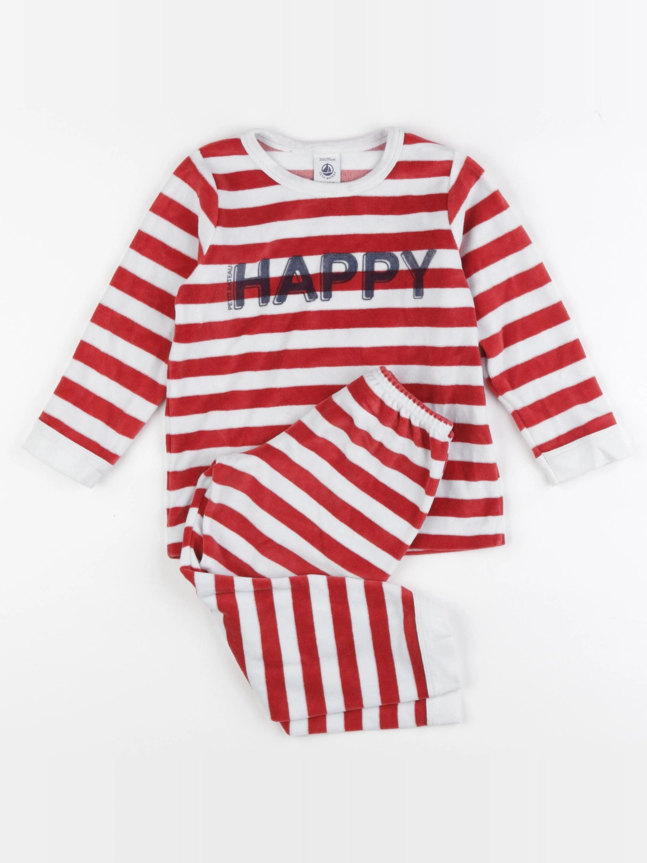 Petit Bateau - pyjama velours rouge - 3 ans