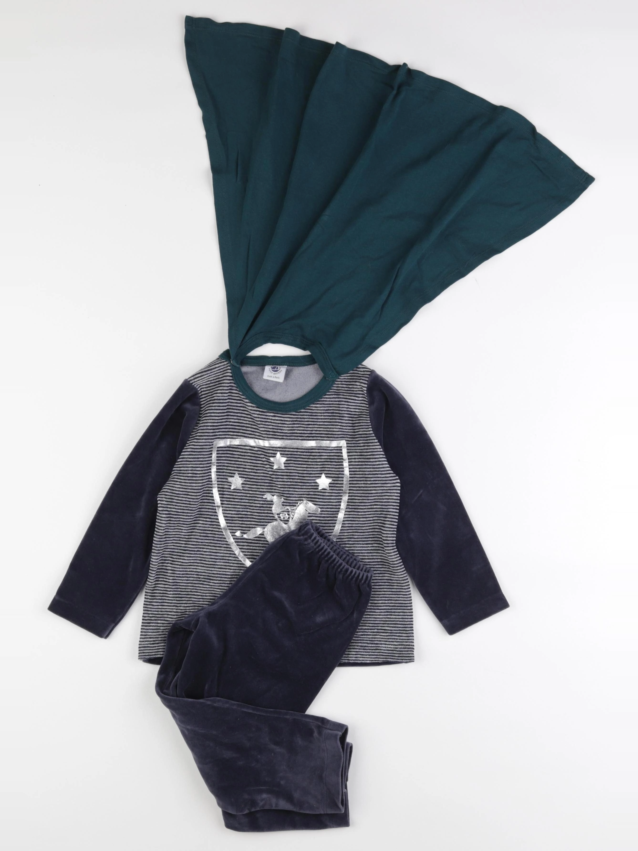 Petit Bateau - pyjama velours bleu - 3 ans