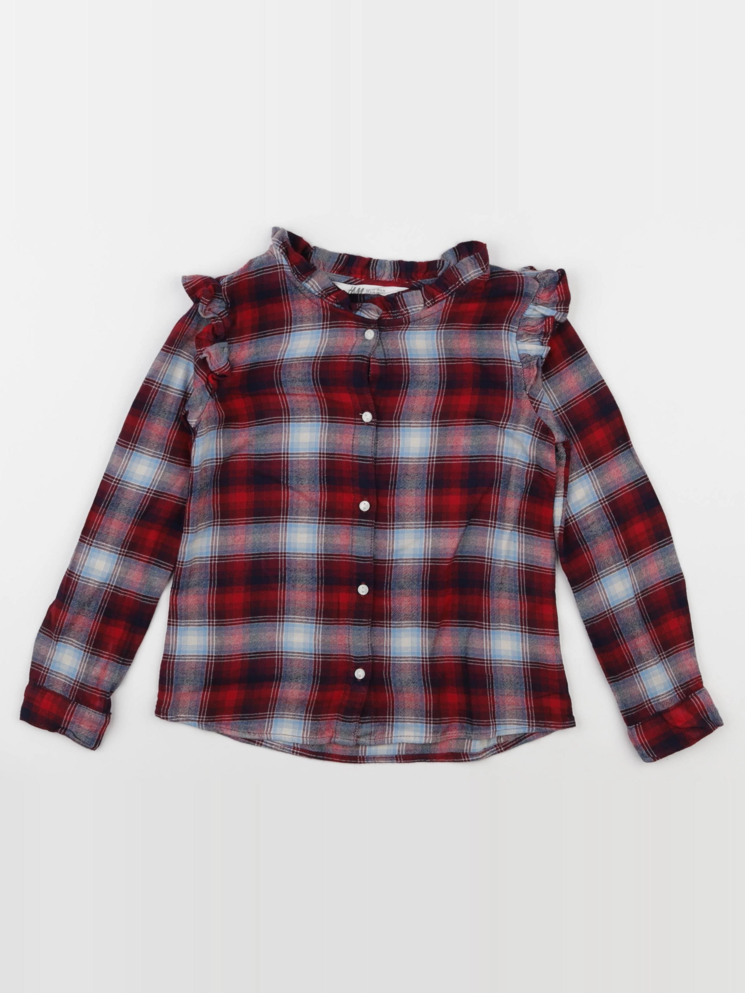 H&M - blouse rouge, bleu - 6/7 ans
