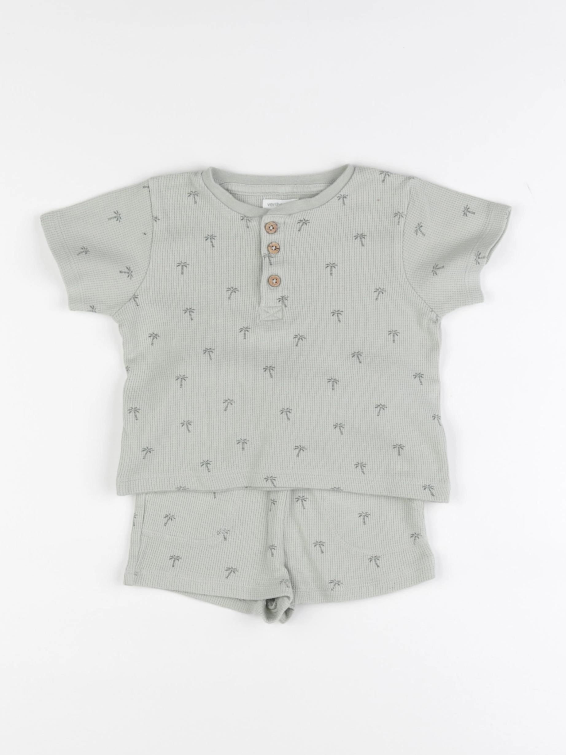 Vertbaudet - pyjama coton vert - 12 mois